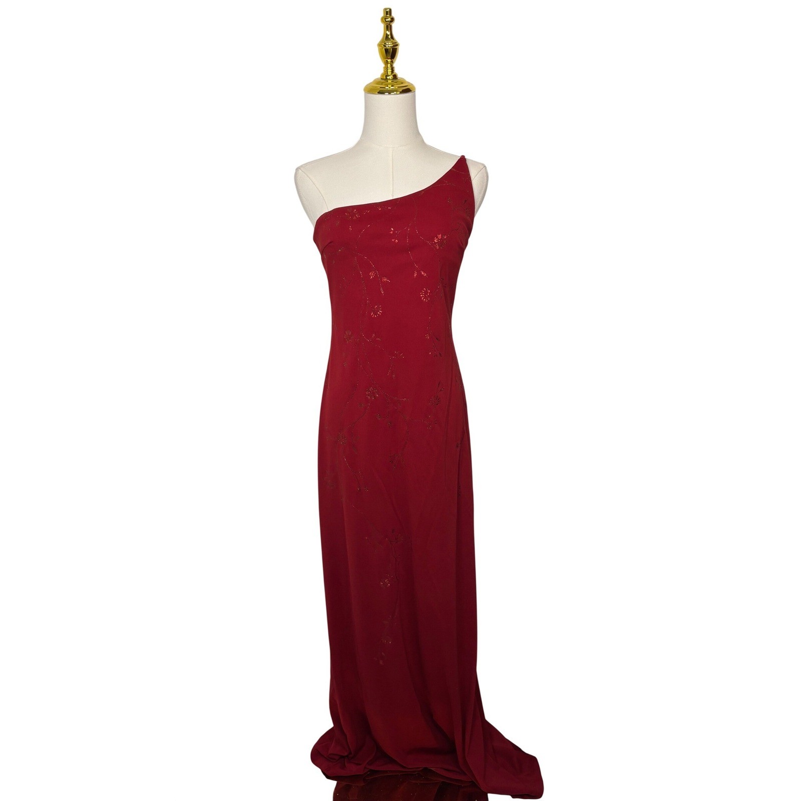 vintage 90s rampage classy wine red glitter floral elegant maxi prom dress y2k