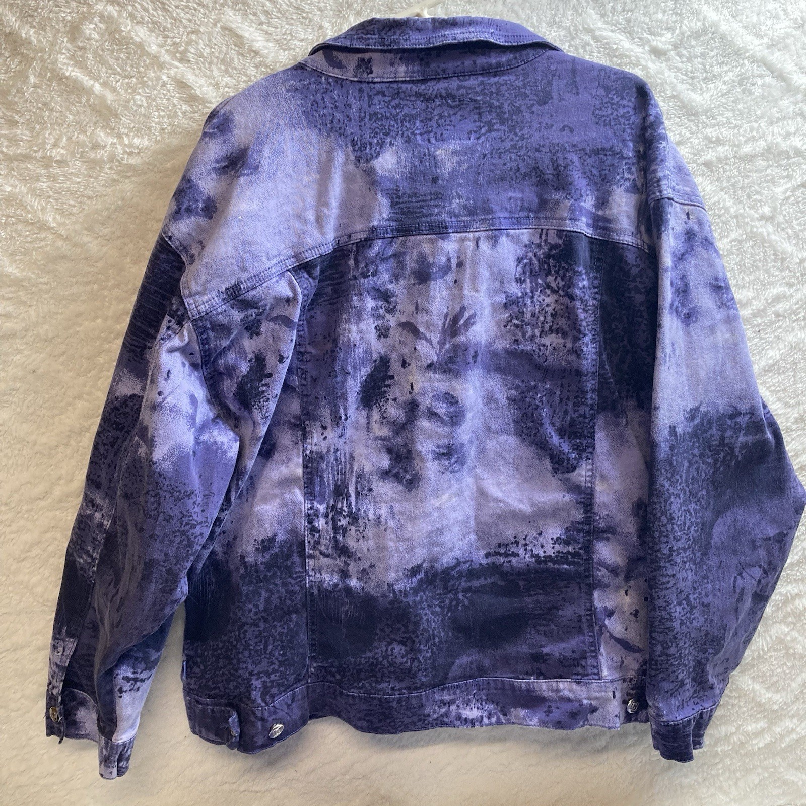 VTG Purple Crest Denim Jacket Jeans Set 90s Stretch Sz 2X -20 Acid Wash Urban