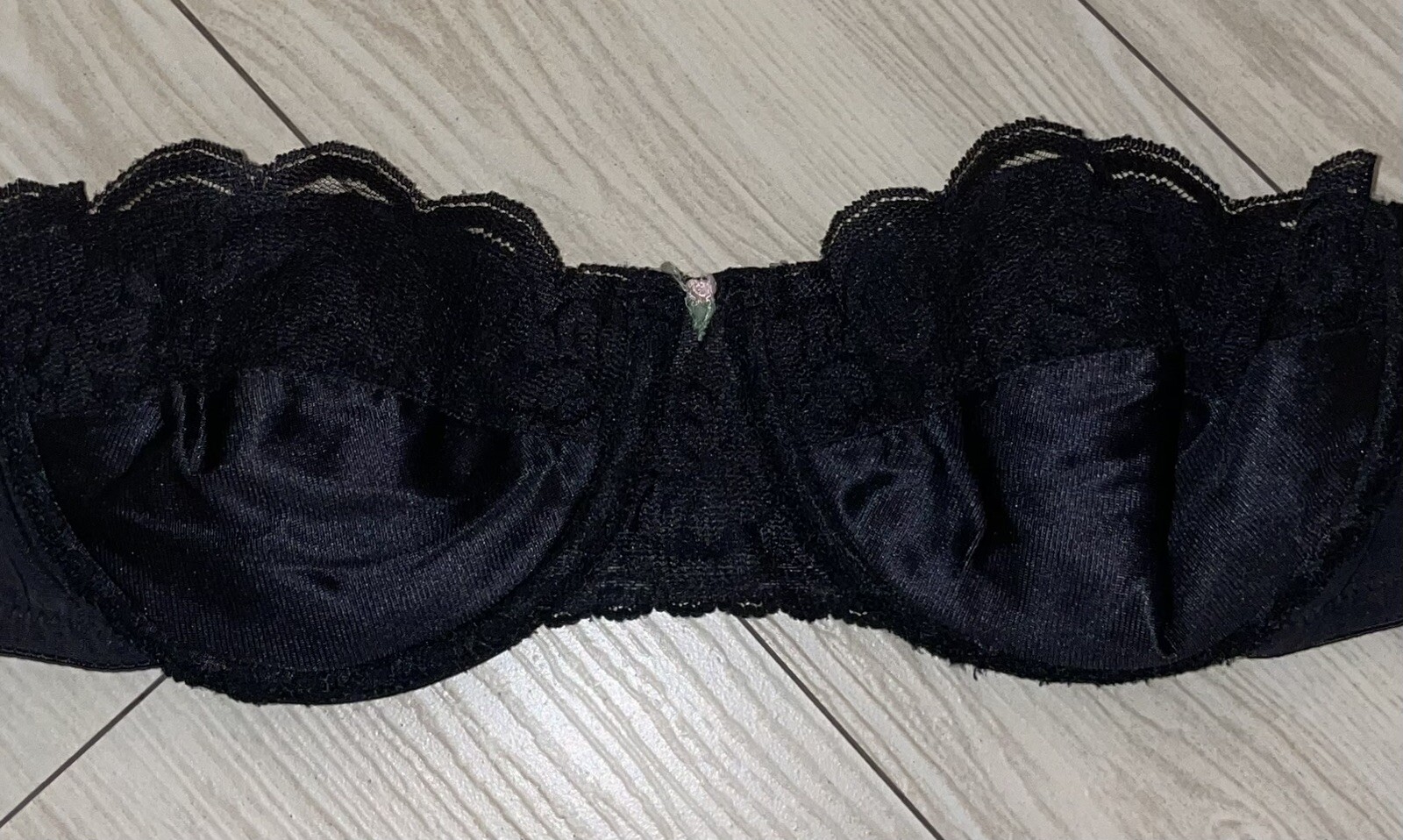 Vintage Chantilly Maidenform 7345 Strapless Bra Unlined UW Womens 34C Black