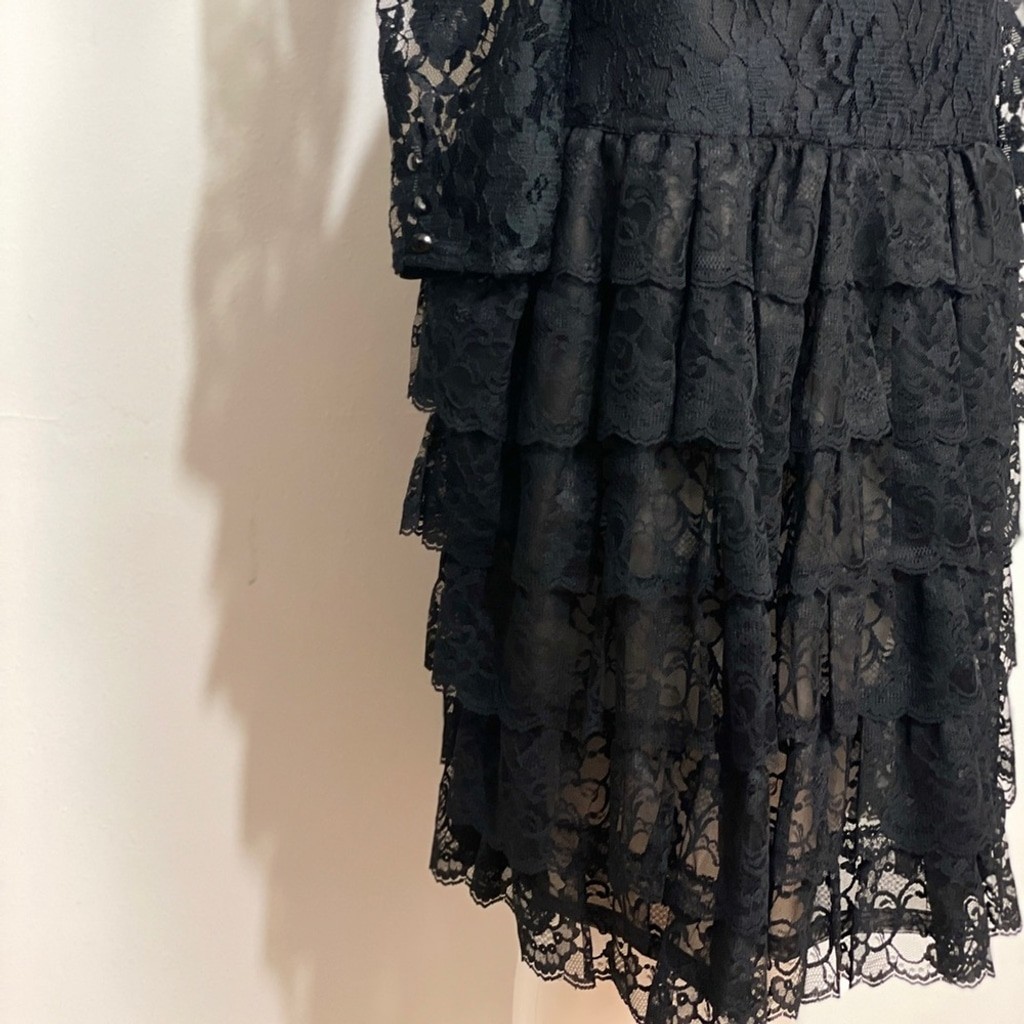 Wednesday Dresses Collections / Beene Black Lace Dress with ruffles