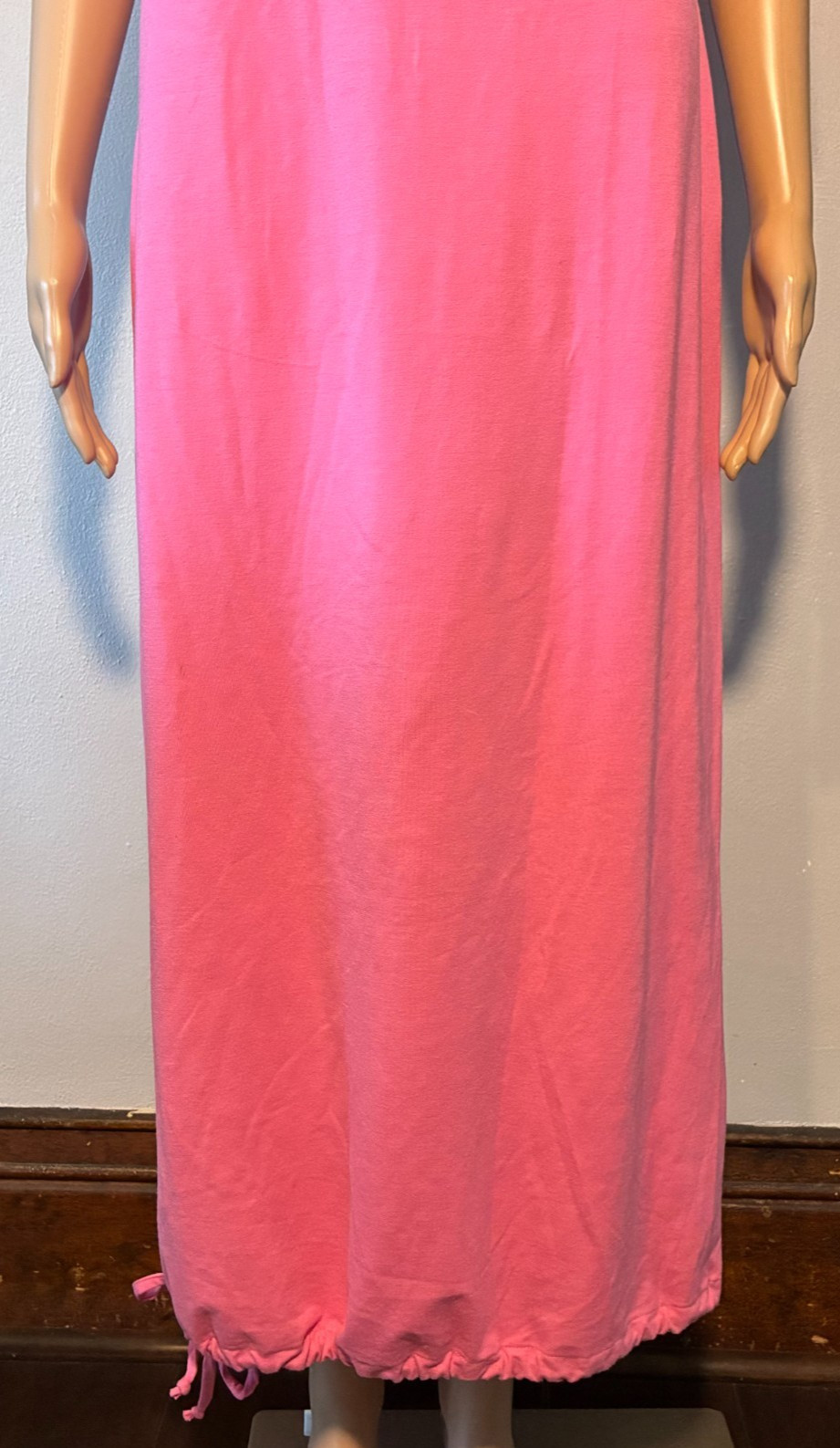 Vintage Newport News Women’s Dress Size 16 Pink Sheath Pullover Square Neck Maxi