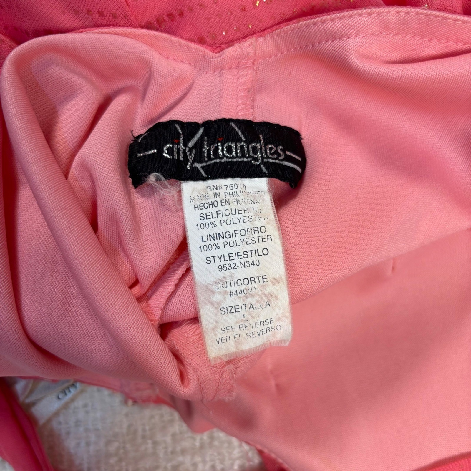 VTG city triangles hot pink glitter prom maxi formal dress y2k coquette dainty
