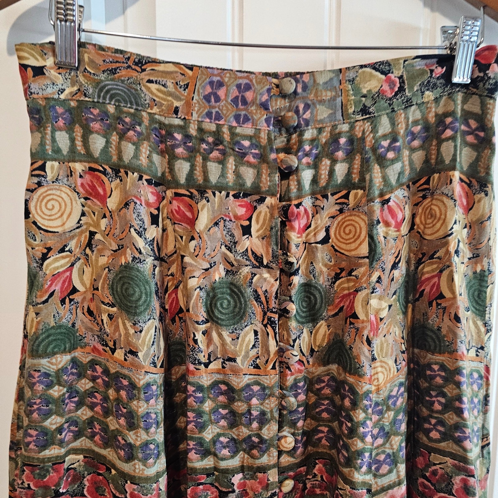 Vintage Floral Skirt Women Small Tan Pink Cottage 90s Midi Coquette Prairie Full