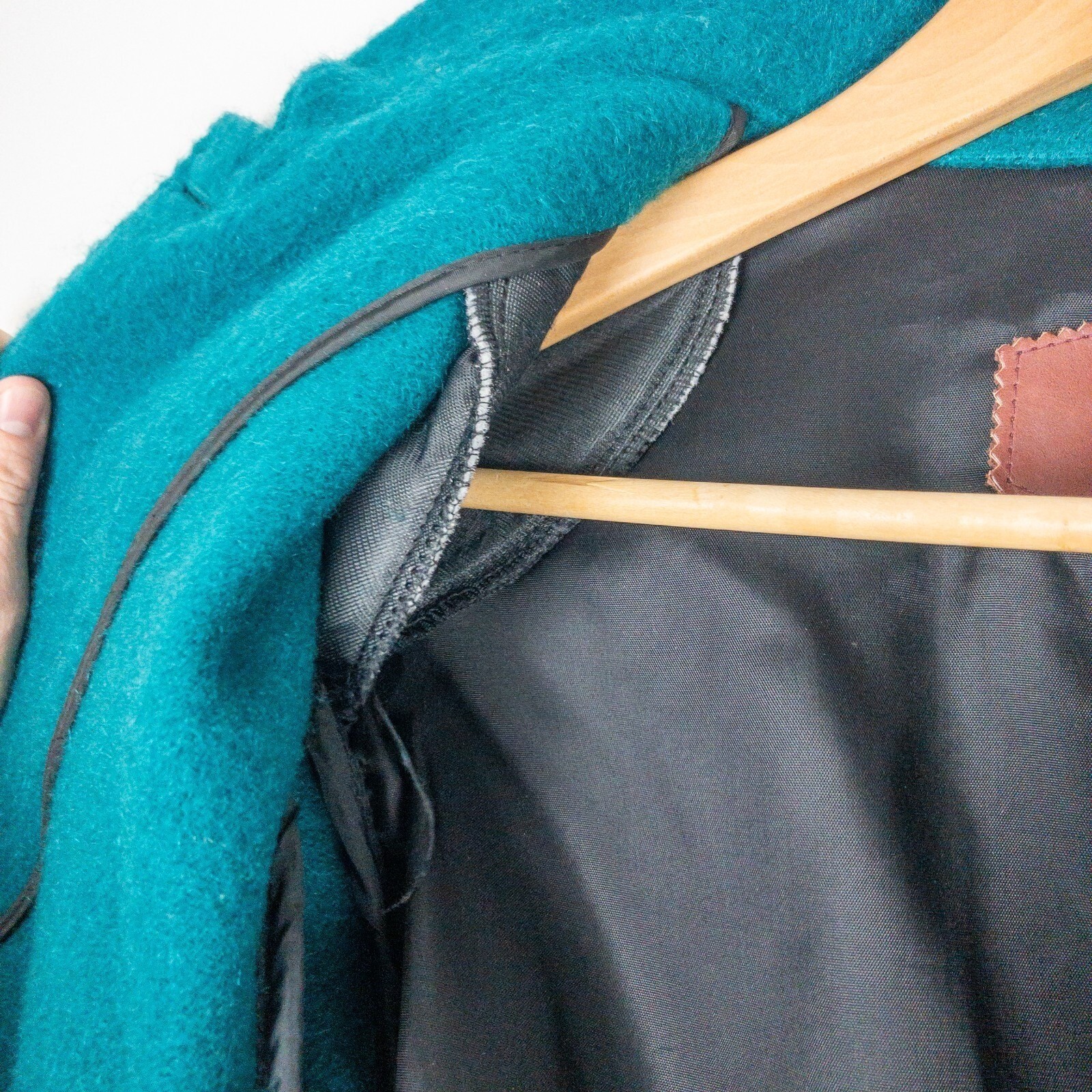 Woolrich Wool Coat Womens M Teal Blue Vintage Made in USA Button Front Jacket