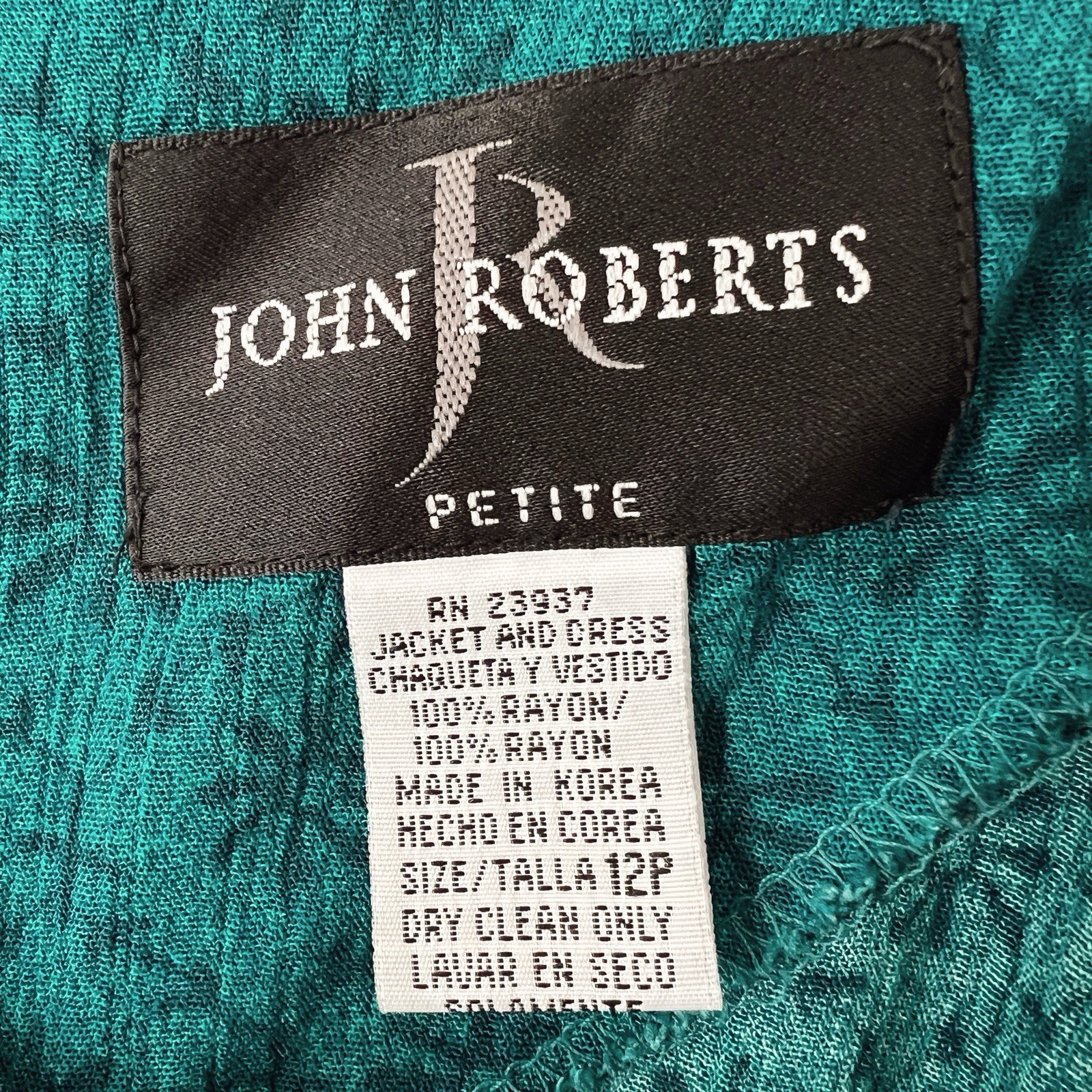 Vintage 90’s Deep Turquoise Boho Short Sleeve dress Raton Maxi Size L 12