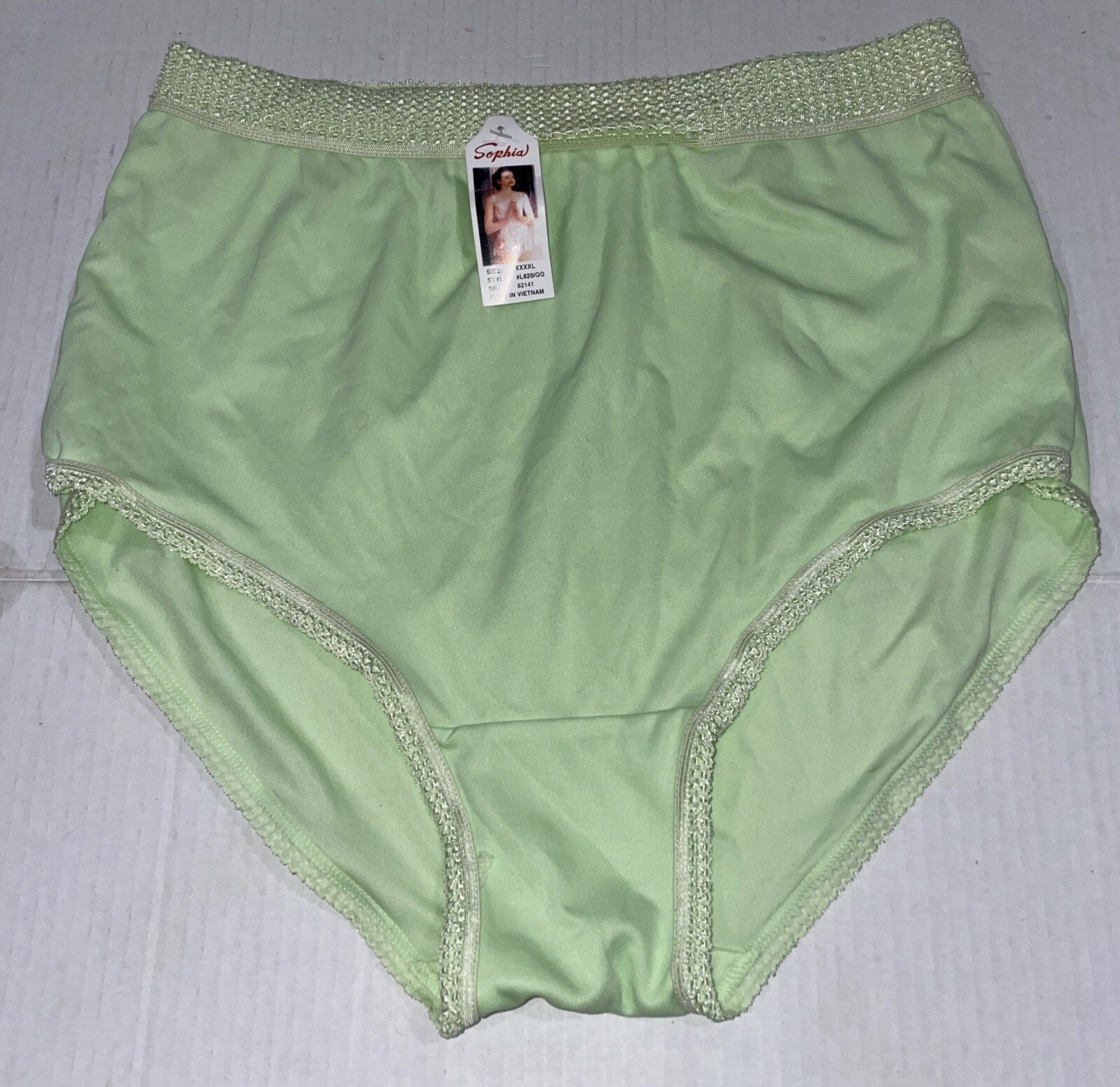 3-Vtg Sophia Nylon Panties Elastic Waist & Thigh Pink Purple Green XXXXL NWT