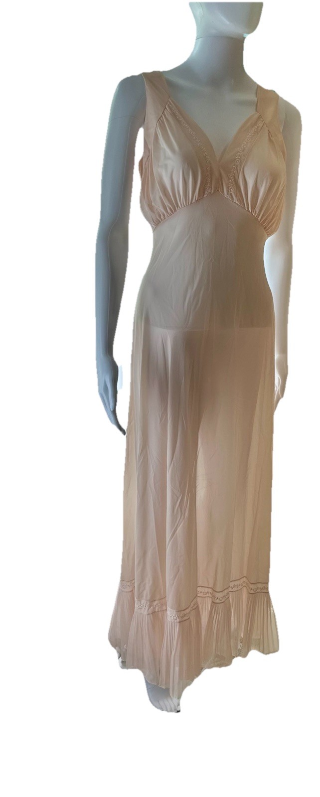 Van Raatle Lingerie Transparent Long Gown Small Vintage Blush Pink Timeless