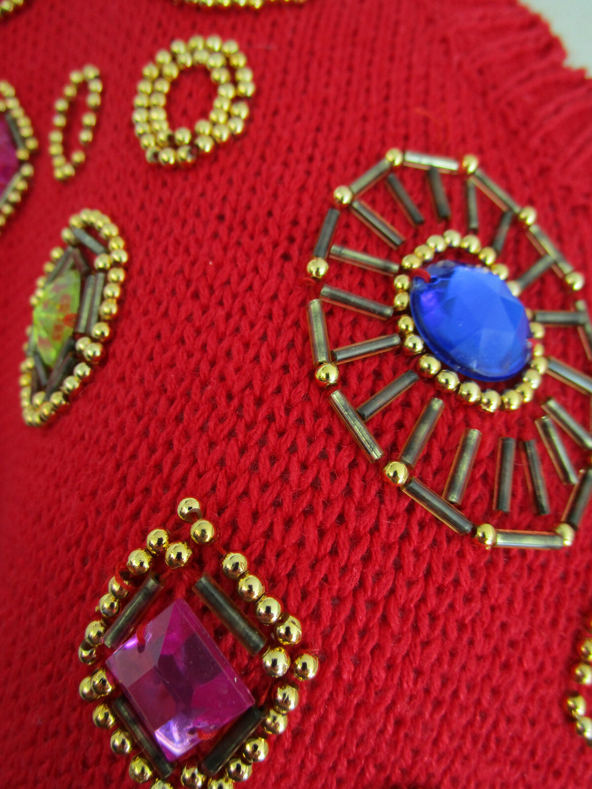 Vtg 80s Joule Jewel Embellished Ugly Christmas Party Beverly Goldberg Sweater M