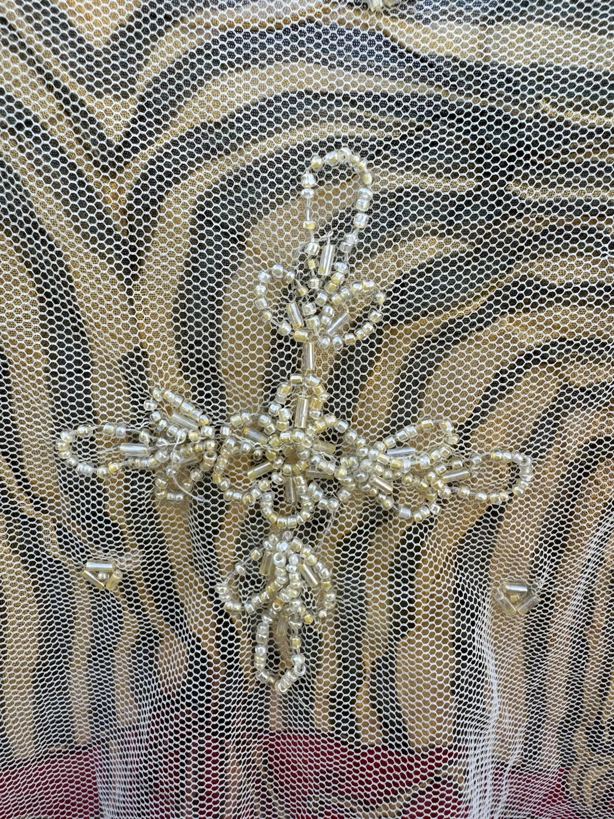 Vintage 90s Y2K Sheer Mesh Lace Beaded Tank Tattoo Grunge Goth Alt Earth Fairy