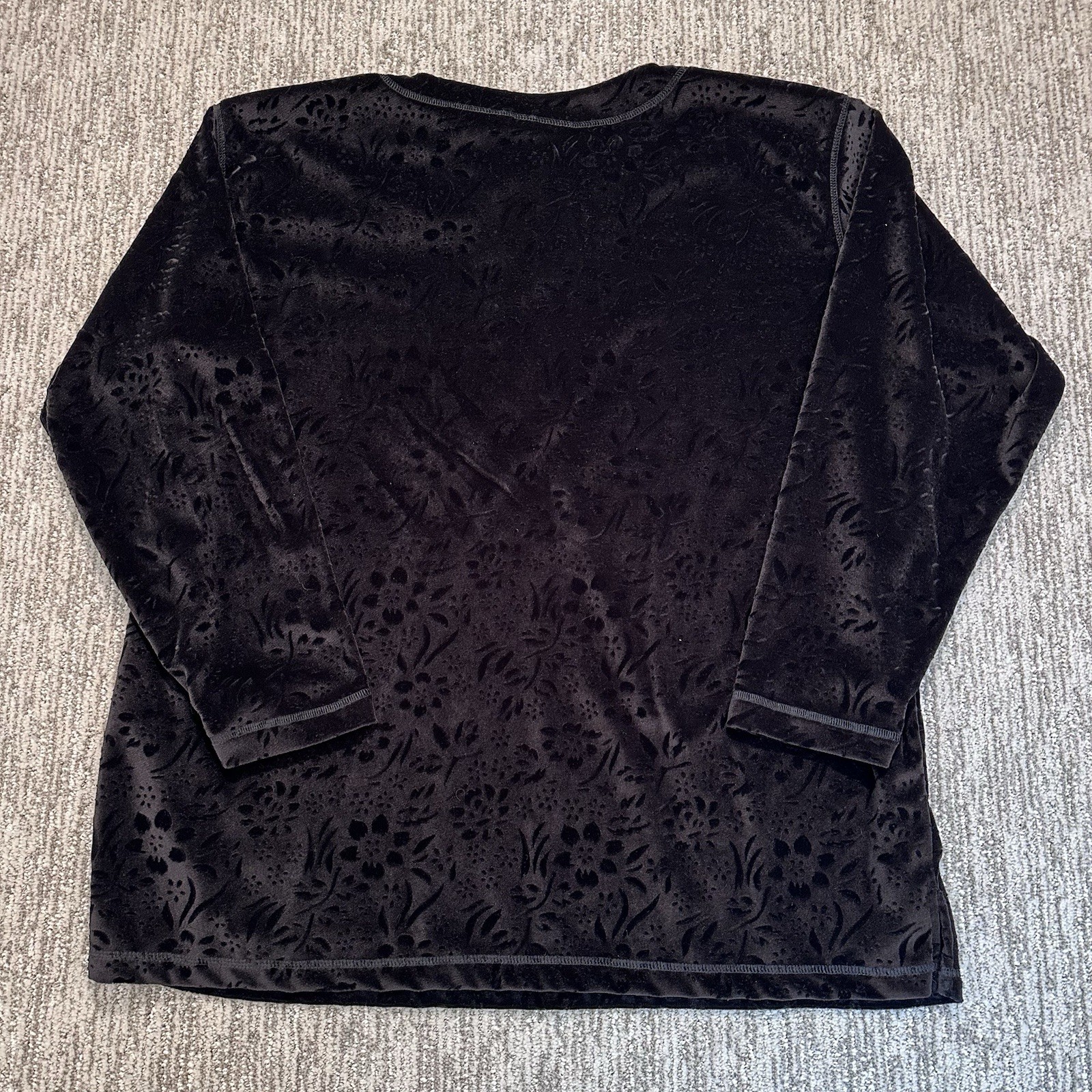 Vtg 90s Jaclyn Smith Women’s 1X Velvety Velour Black Embossed USA
