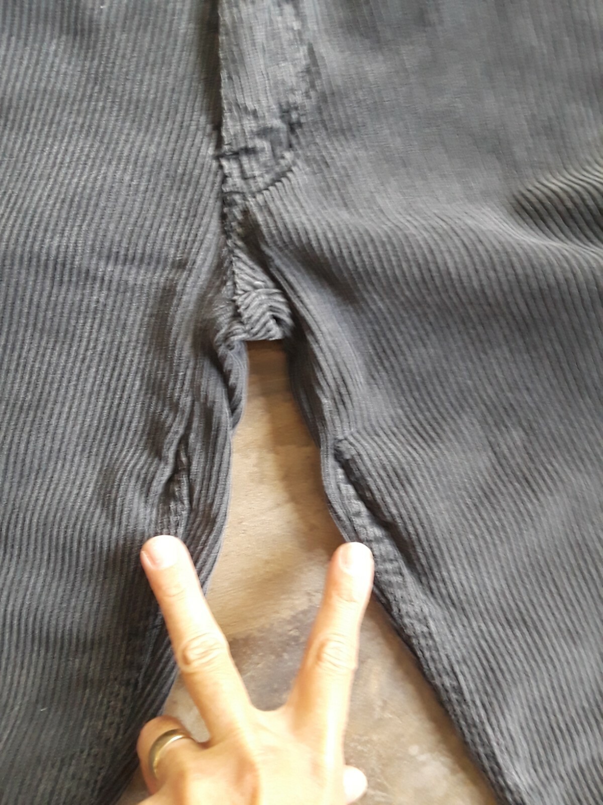 VTG Lawman Pants Juniors 21×27 High Waist Faded Black Corduroy Tapered Skinny