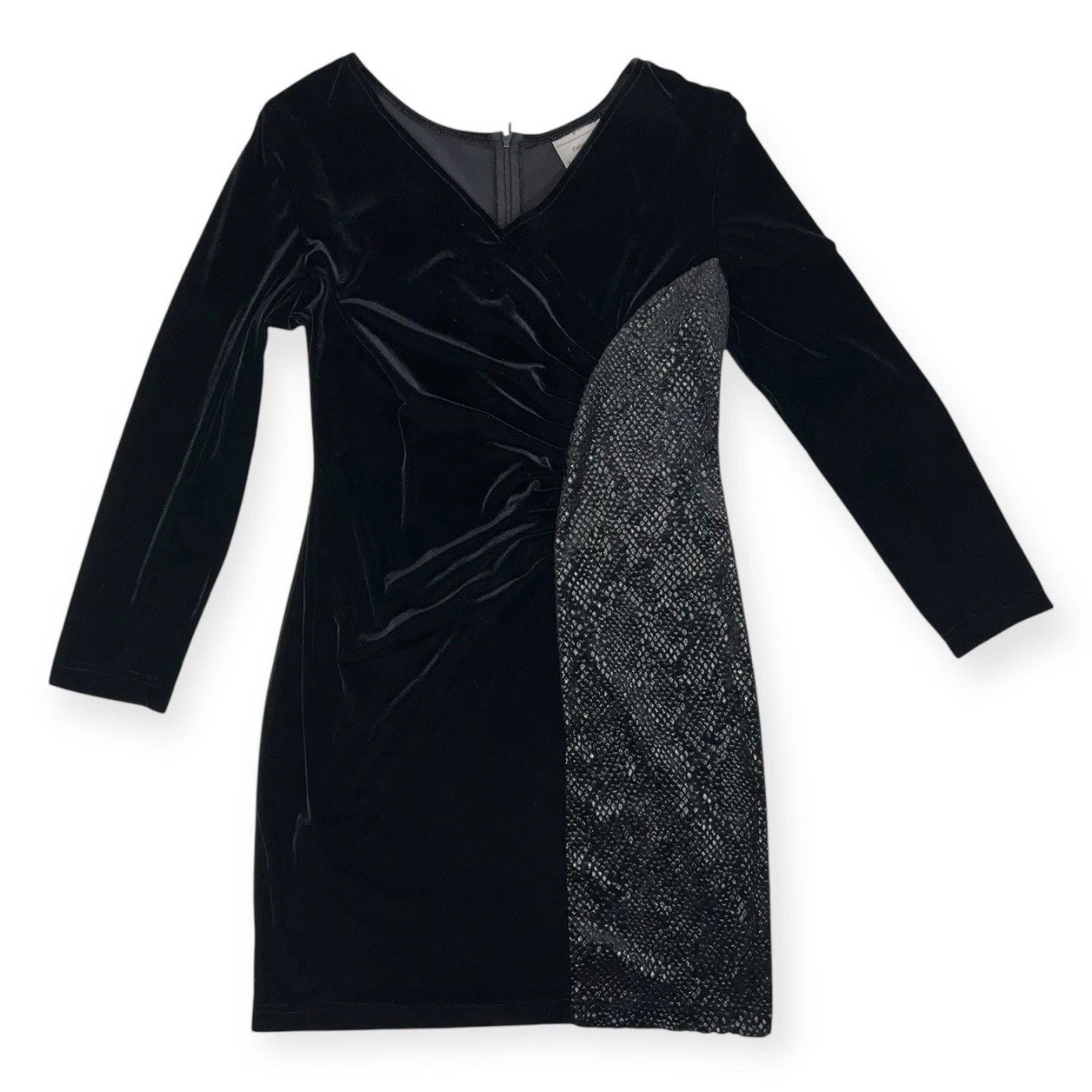 VTG 1980s VELVET LIZARD SNAKESKIN CLUB DRESS RAVE RIBKOFF NEW WAVE GOTH SEXY 10