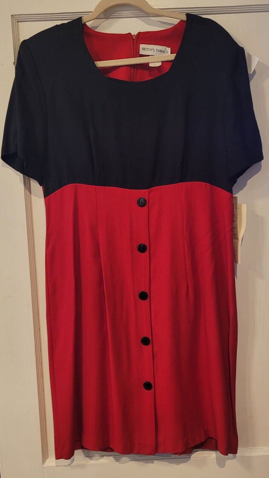 Betsy’s Things 1980’s Red & Black Dress Size 14 NWT