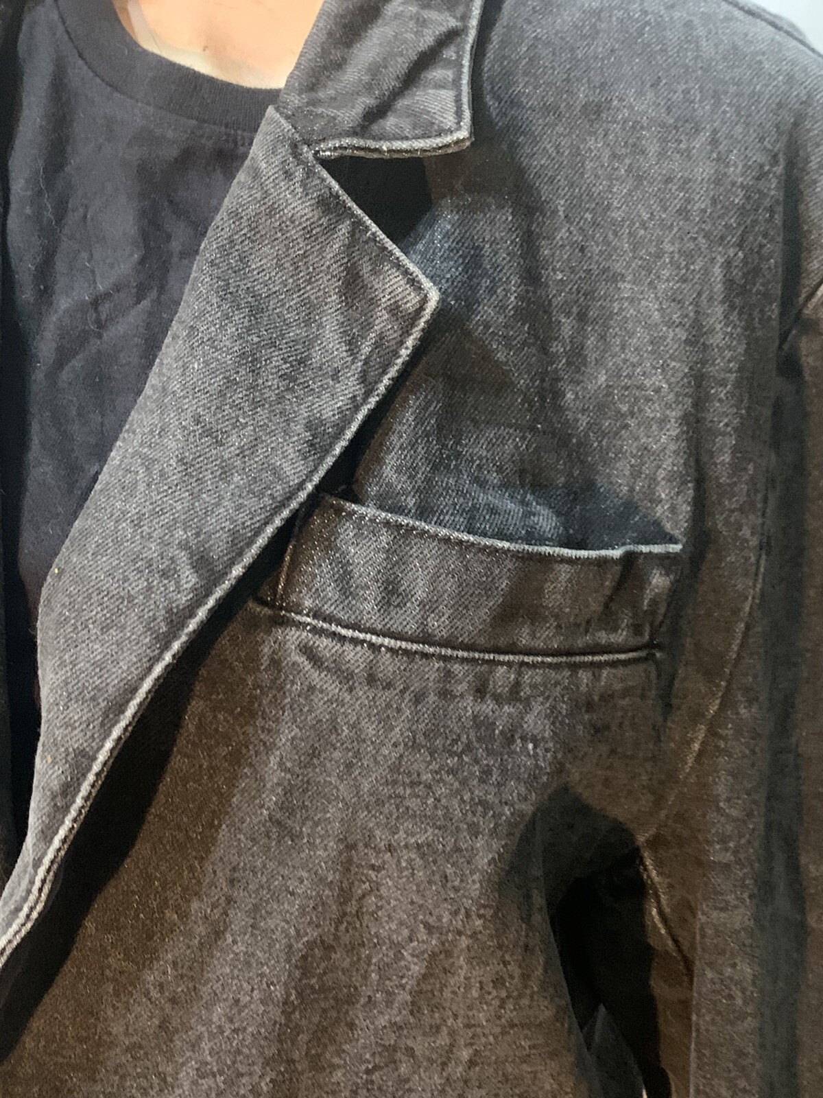 Jean Jacket Vintage Gasoline Brand Juniors Size Small Black Wash