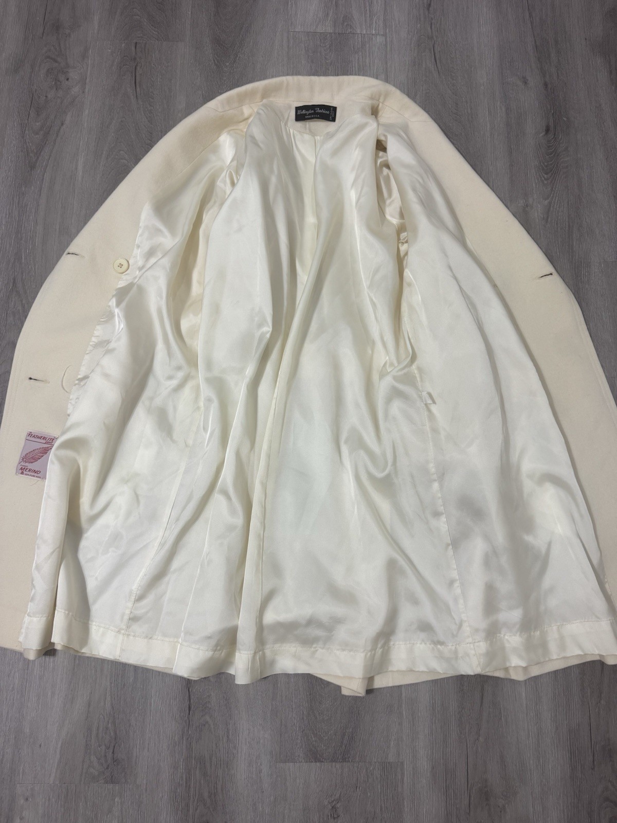 Wellington Fashions 100% Pure Merino Wool Vintage Ivory Women’s Coat USA Made