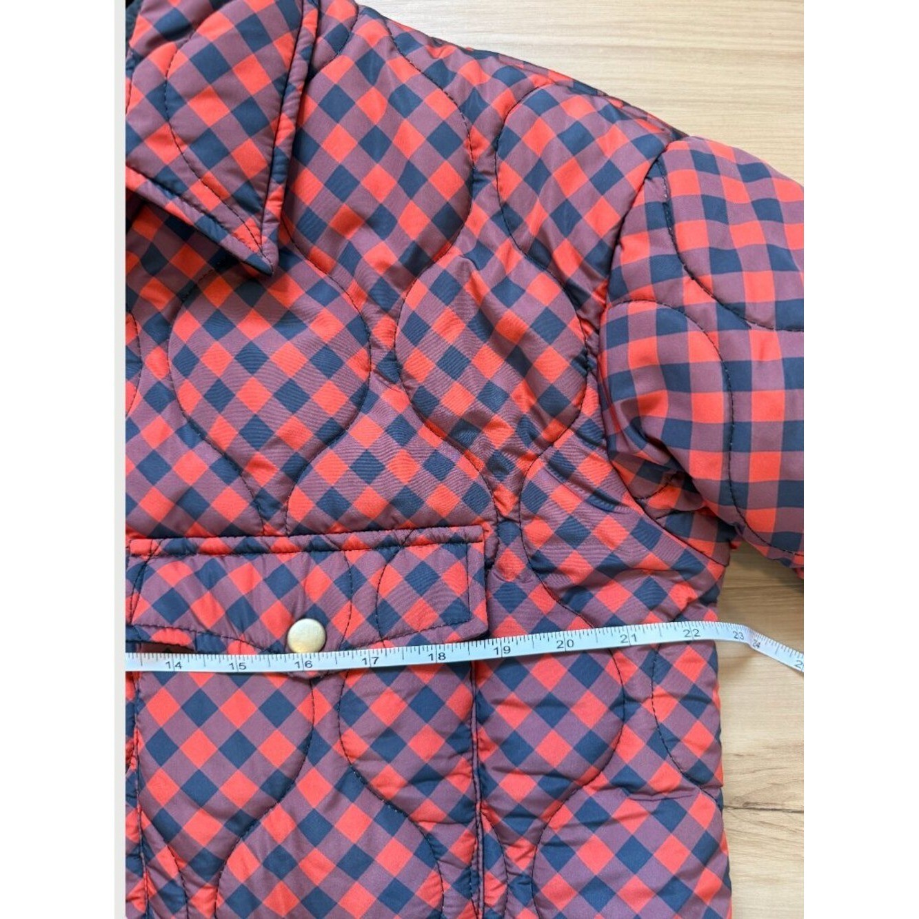 Vintage Style Red Buffalo Plaid Quilted Puffer Jacket / Shacket – M