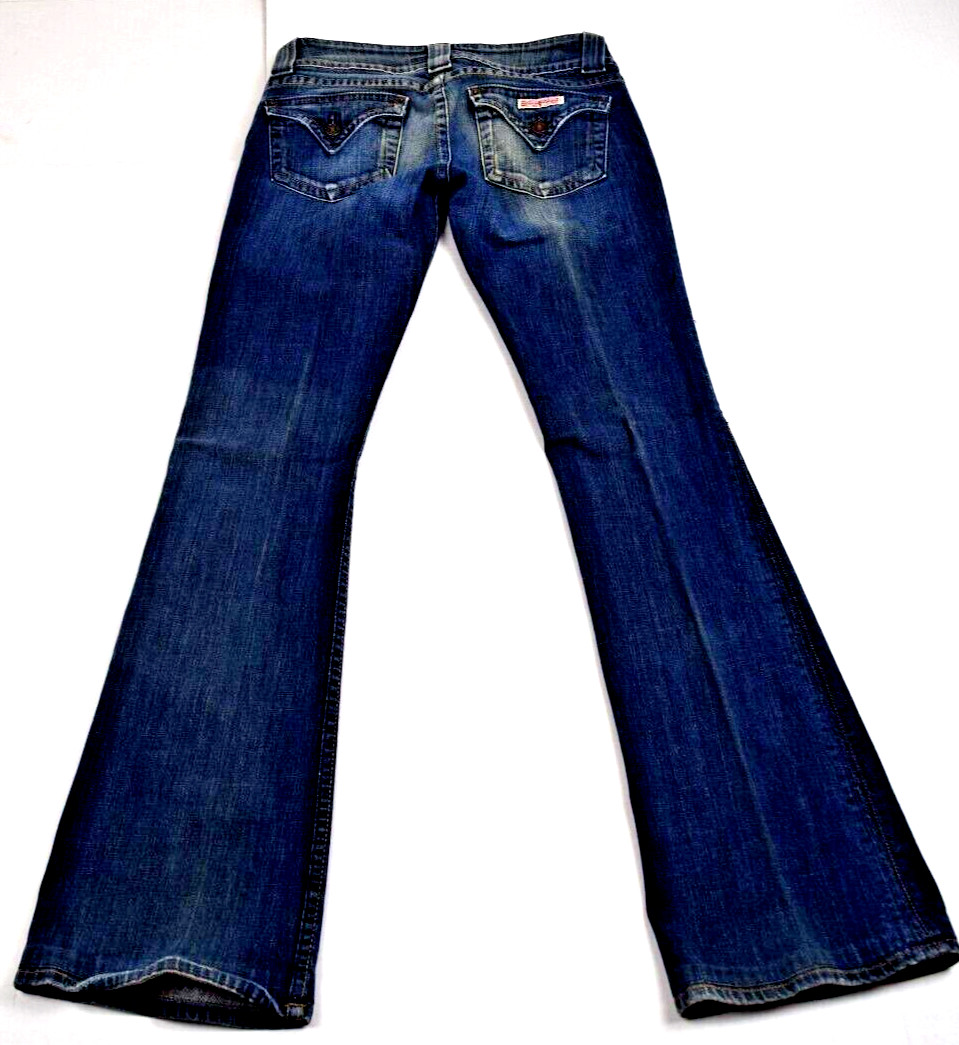 VTG Jeans Hudson Size 26 x 32 S/M 90s Med Blue Fading Low Rise Flared Made USA