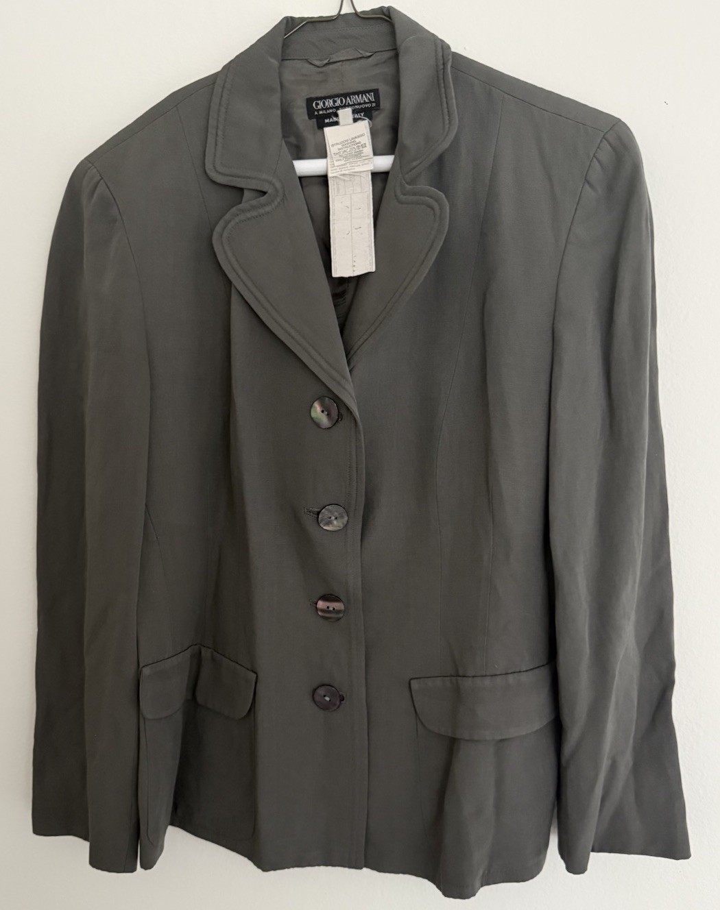 Giorgio Armani olive linen suit —90s Minimalism – Jacket and Trouser- Tailored