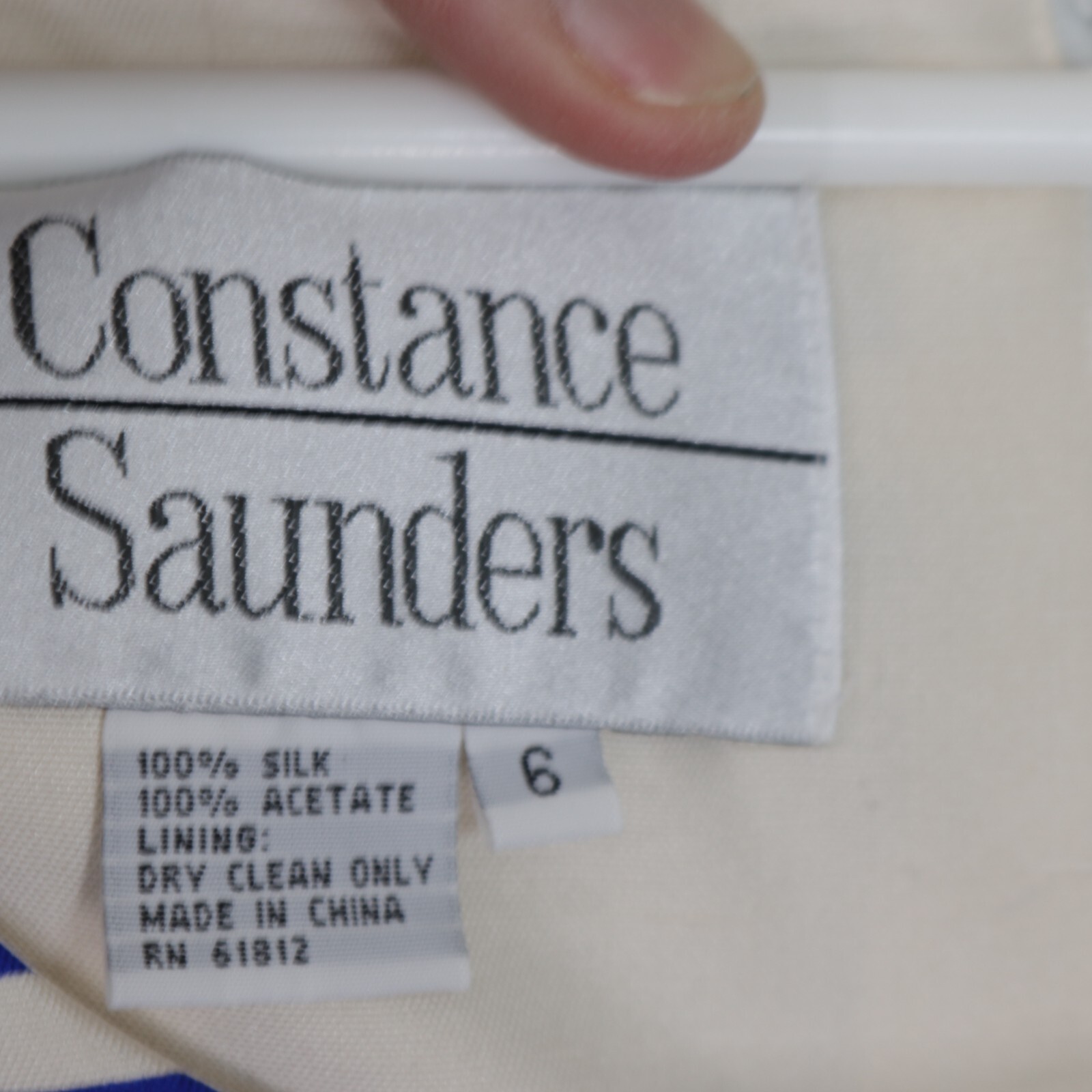 Vtg 80s Constance Saunders Dress 10 Blue White Silk Bolero Jacket Sheath Lined