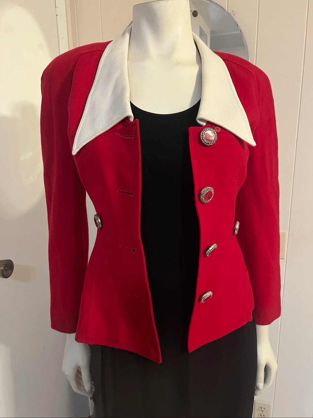 Vintage PSI Couture Red Wool Blazer Union Label Smart! 2