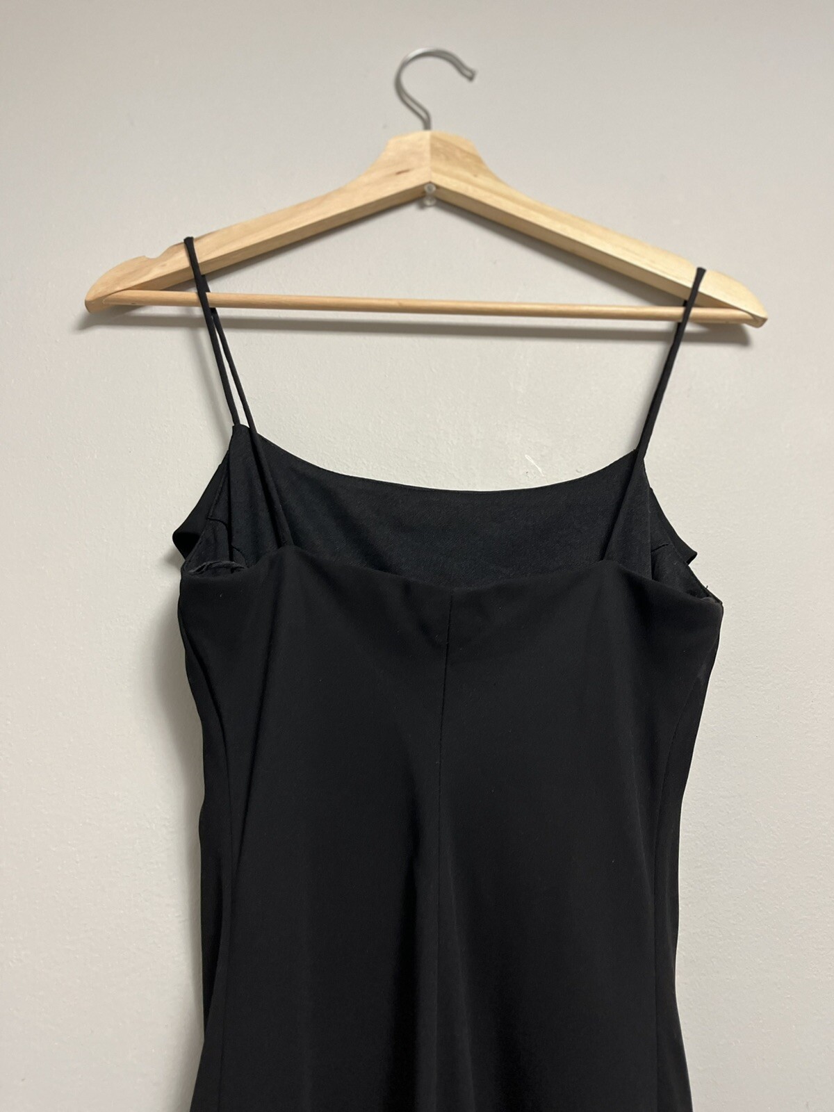 Vintage Onyx Nite Spaghetti strap, Column Black gown. Chiffon Prom Sz6 90s Y2K