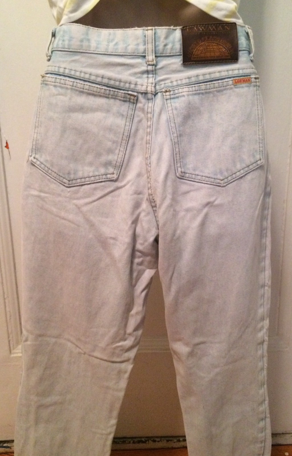 Vintage 1980s Lawman Light Blue Jeans High Waist Zipper Leg Rock New Wave 26″