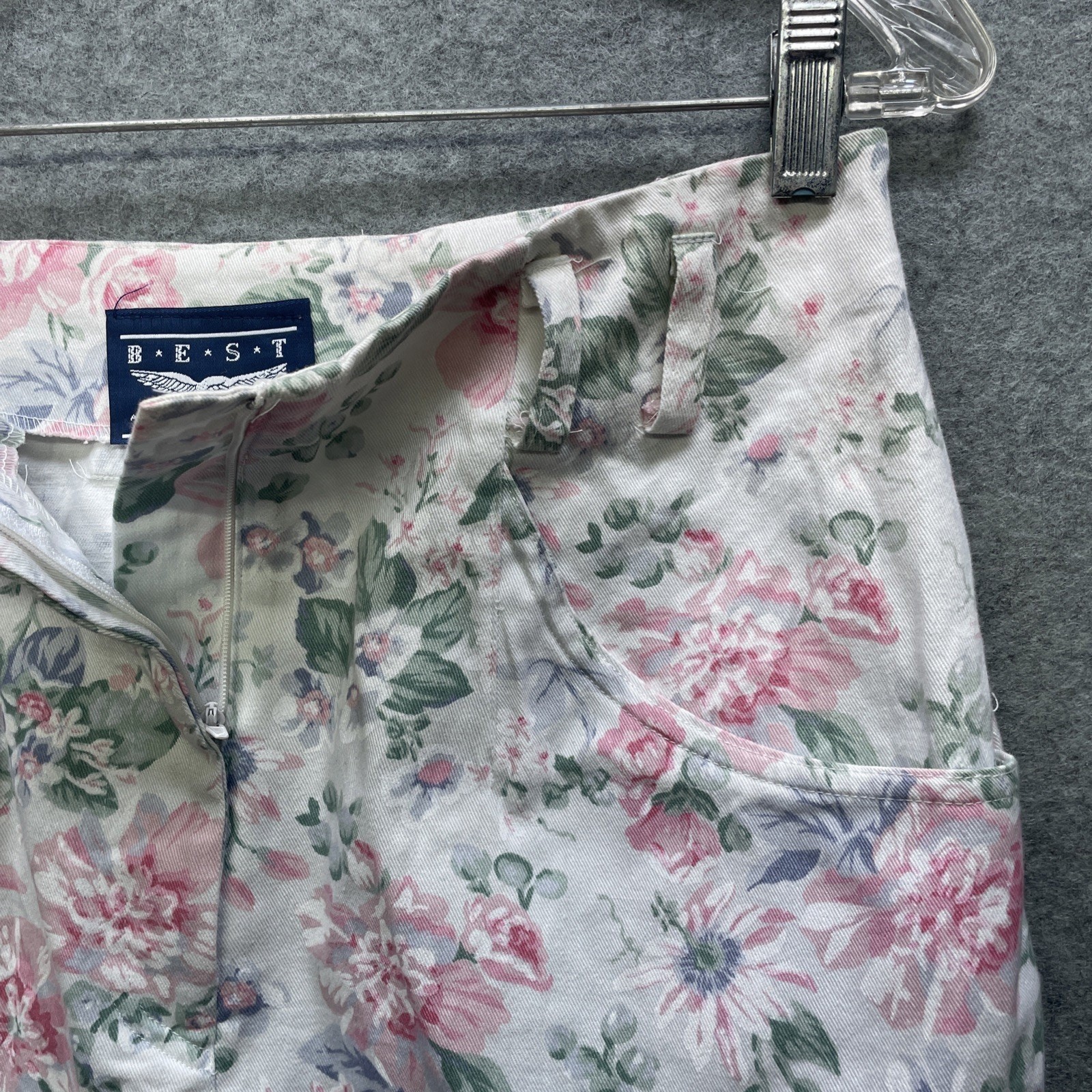 Vtg Y2K BEST American Clothing Co Women 9/10 Pastel Floral Pink Skirt High Waist