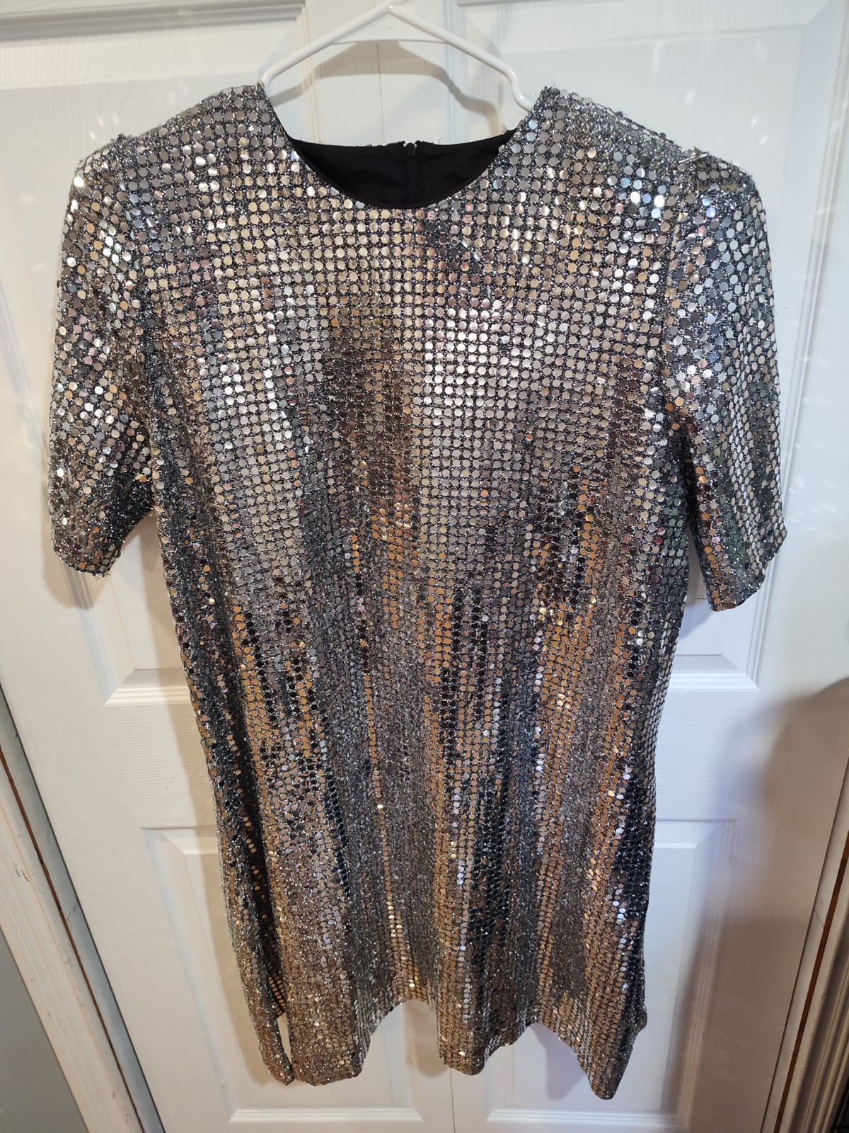 Vintage Chez California Designed By Tandy Silver Sequin Dress Size 16w