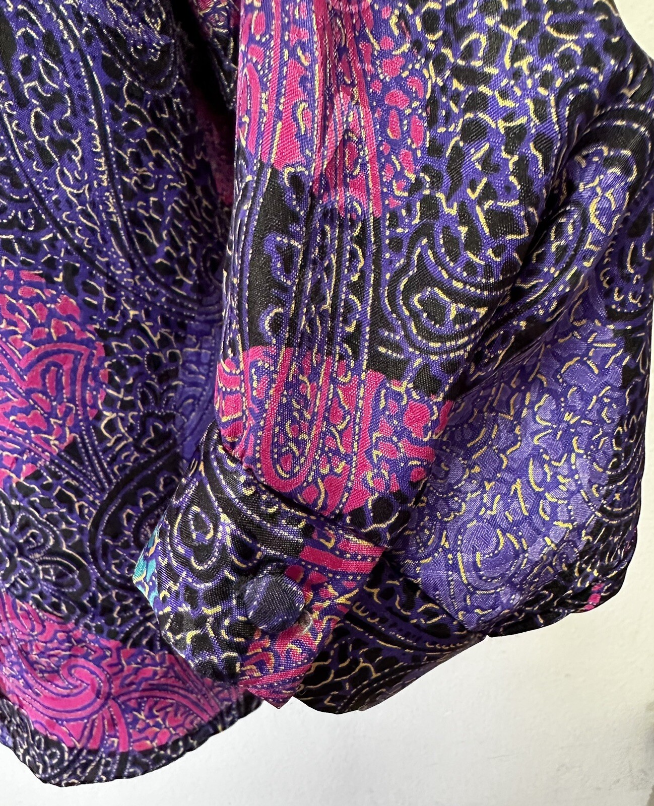 Vintage Sophisticates By Jonathan Martin Blouse Women 16 Purple Paisley Satin