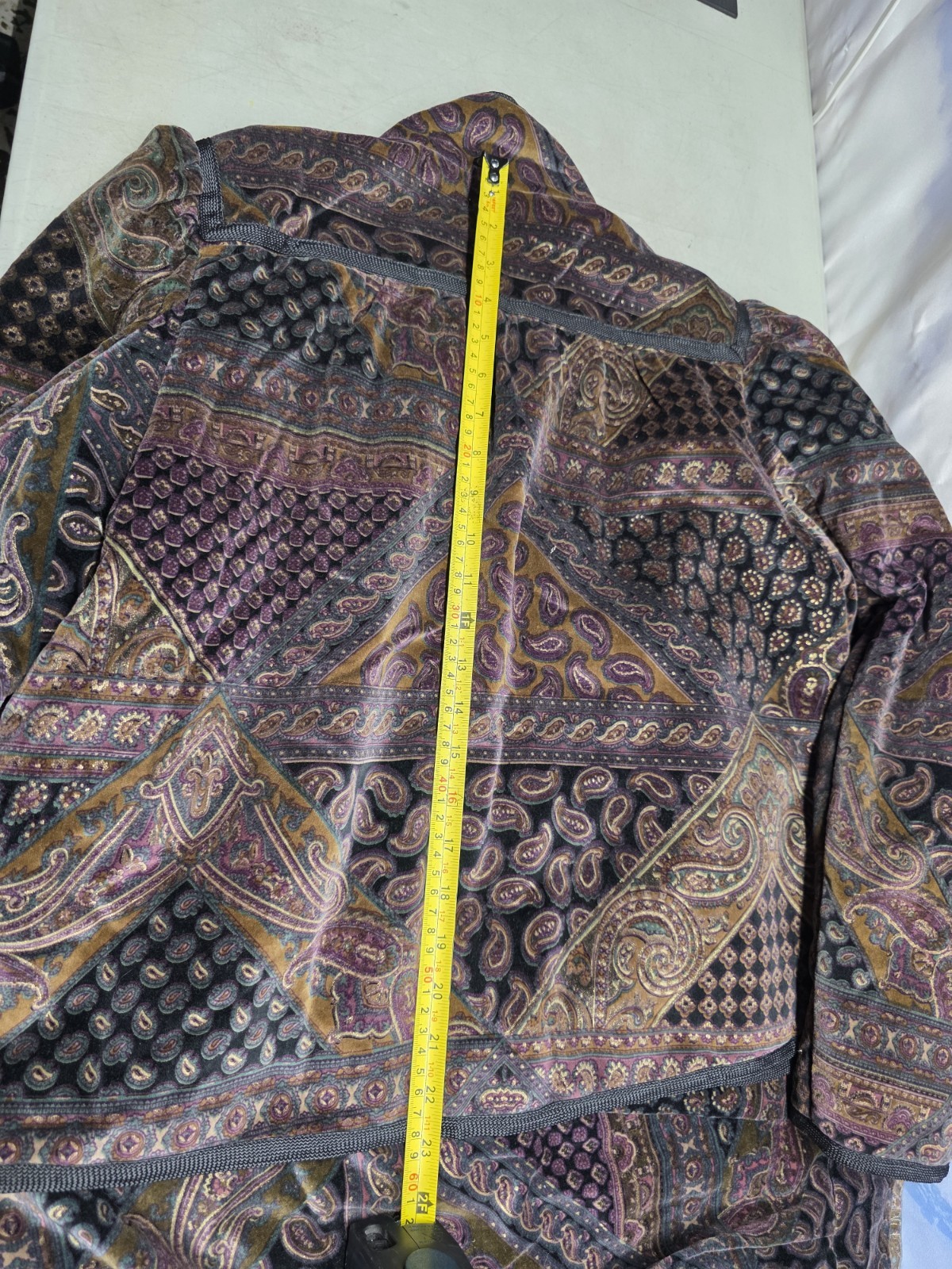 VTG Frances Henaghan Velvet Paisley 2pc Jacket Skirt Set Boho Frog Closure 12 14