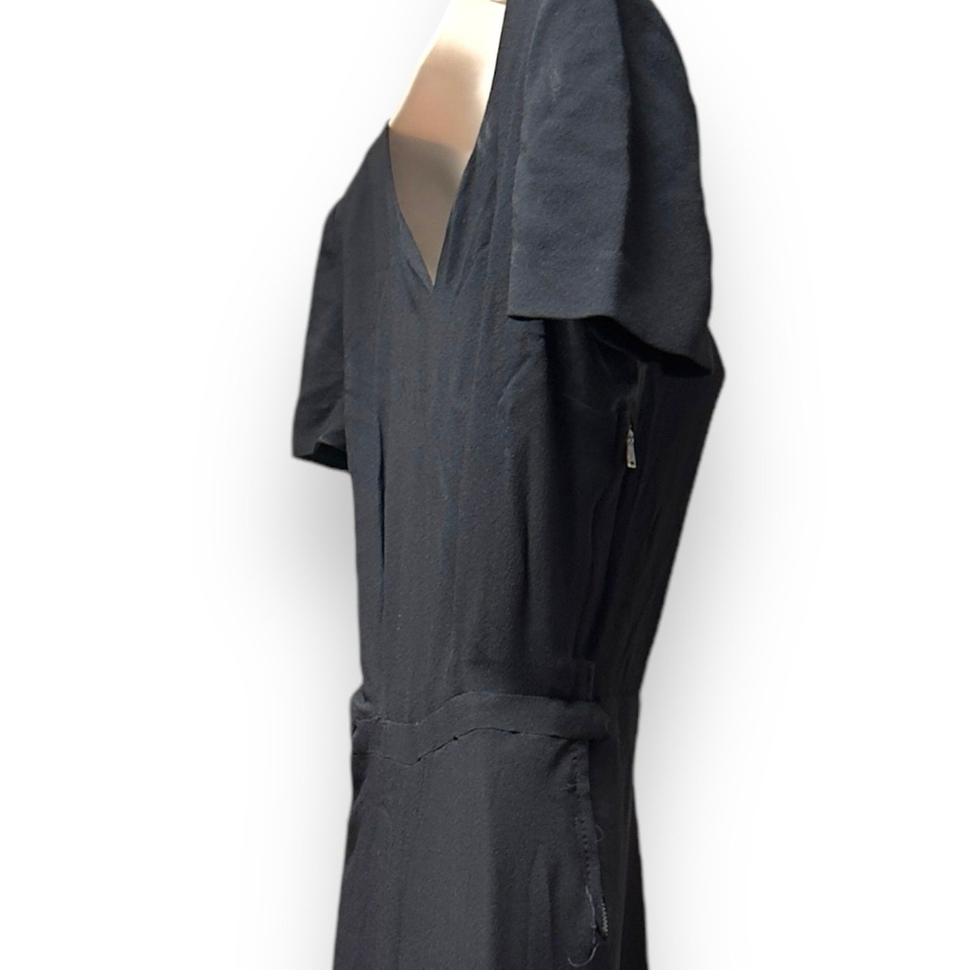 Vintage 1940s Black Rayon Maxi Cocktail Dress Gown 24” Waist Size Small READ