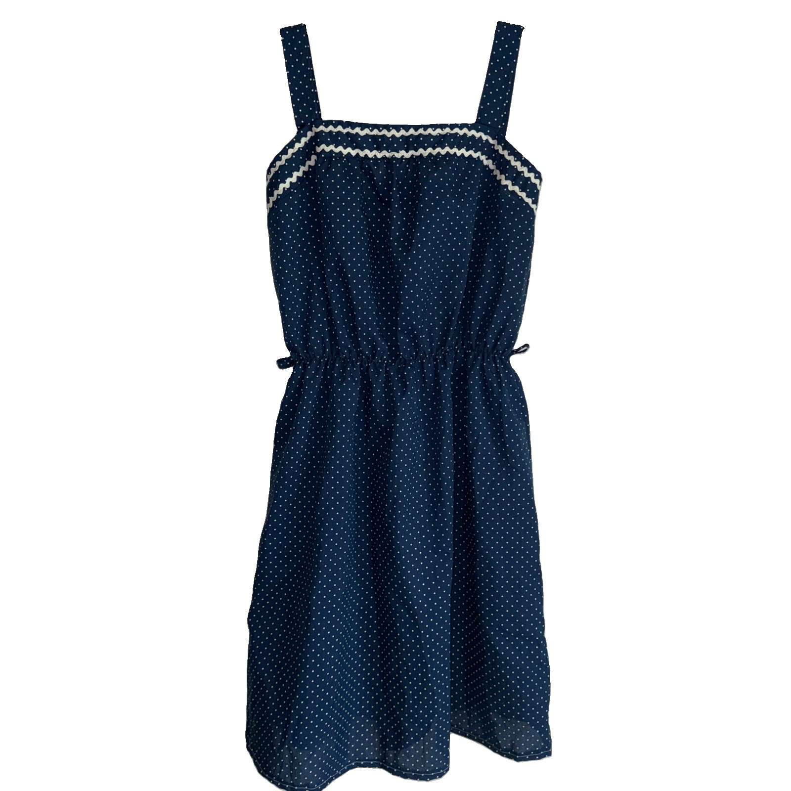 Vintage Paulette’s Polka Dot Navy Style Dress Classy Preppy Timeless Medium USA