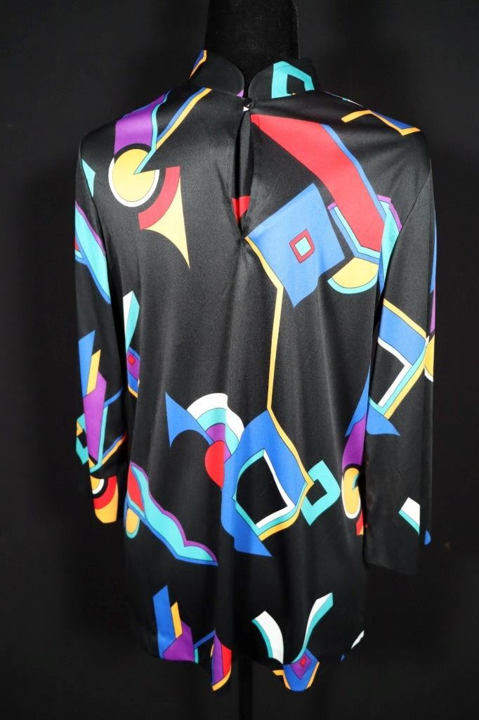 Vintage 1980’s Mardi Modes Colorful Silky Poly Blouse Size L