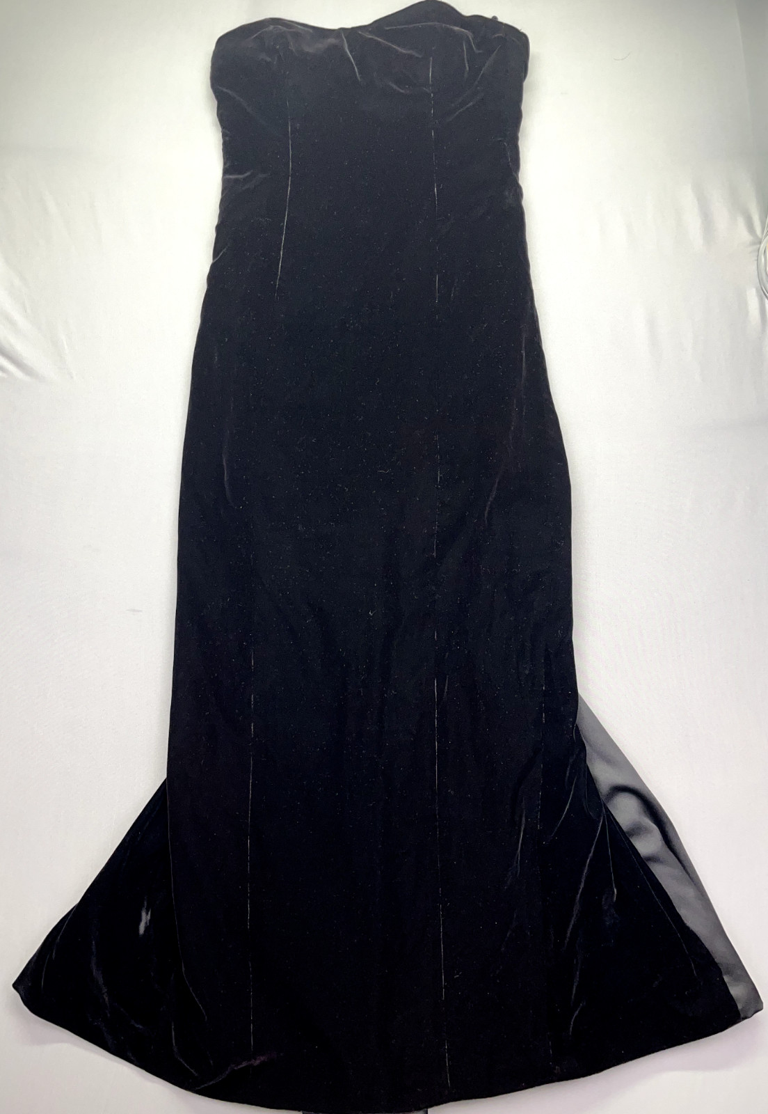 VTG Anthony Norman Black Velvet Strapless Dress Cottagecore Whimsygoth Sz M/L
