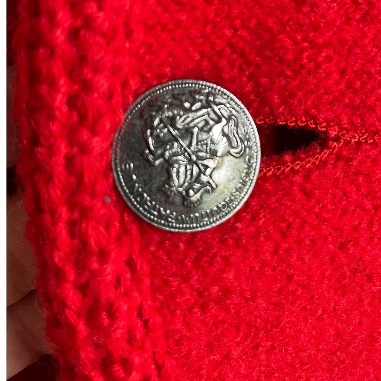 VTG Boiled Wool Jacket Bomber Cherry Red Bavarian Trachten St George Button L