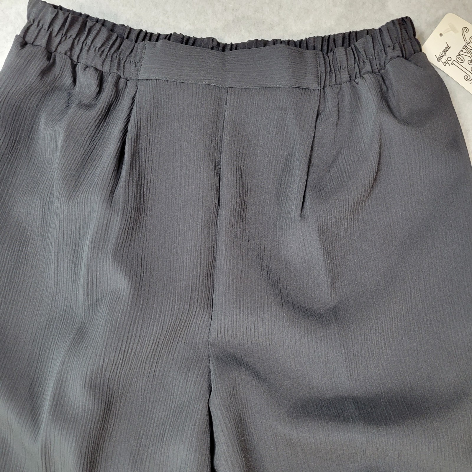 Vintage JG Collection Joyce Pants Polyester Pleated Pull On Womens 14 Black NWT
