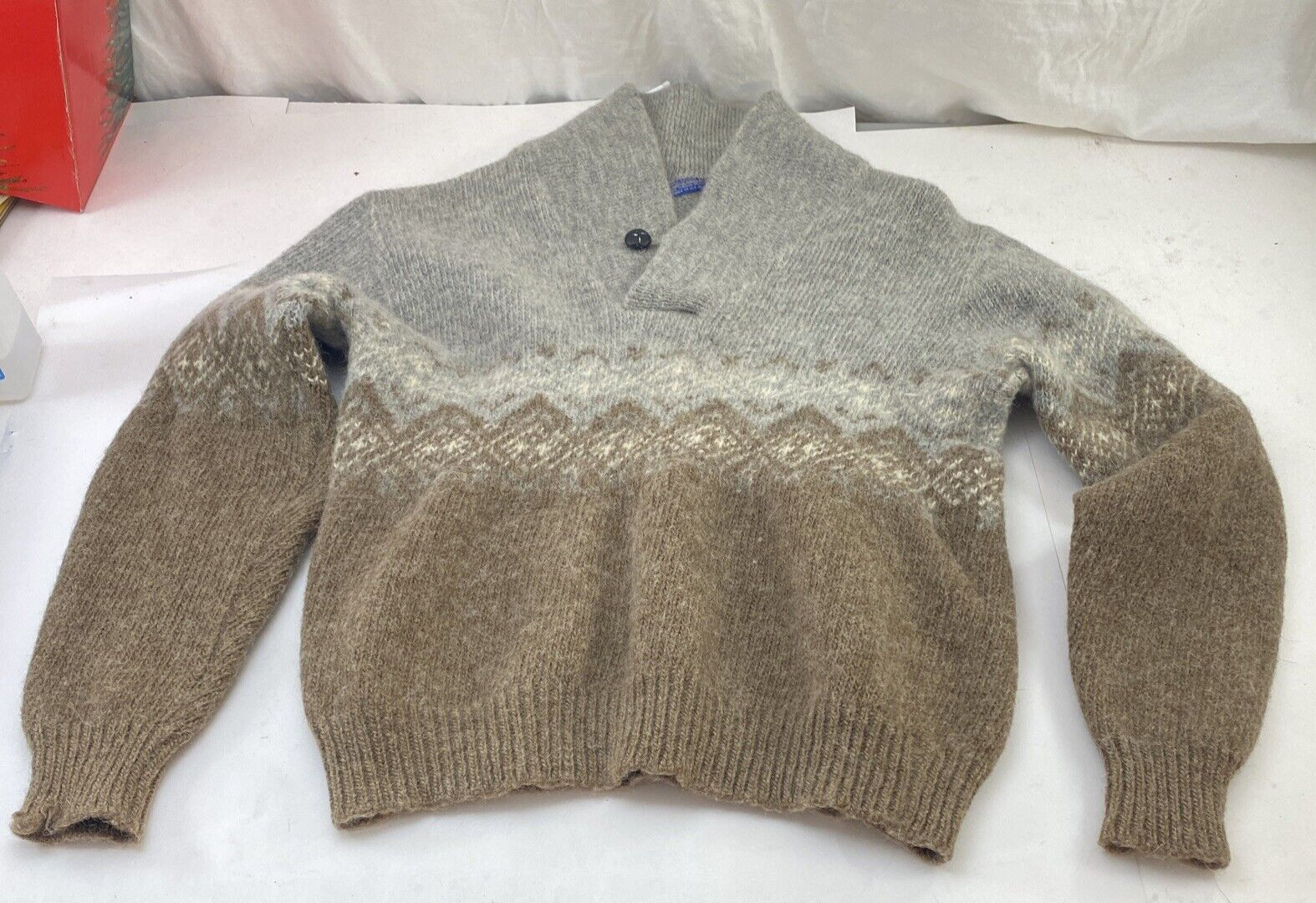 Vintage Pendleton Womens Winter Sweater XL VTG Brown Grey Navajo Pull Over