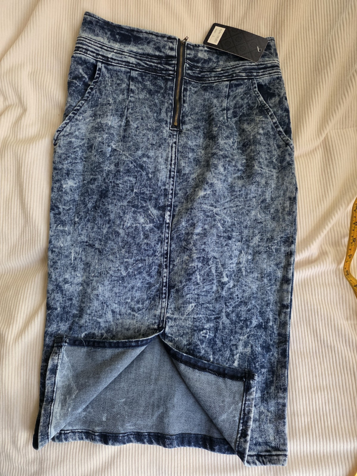 Faith Blue Vintage 80’s 90’s Acid Wash Denim Pencil midi Sz L Nwt
