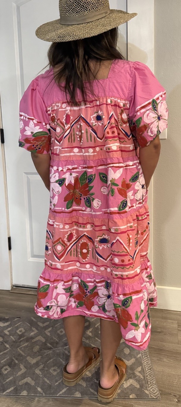 Vintage Ramona Rull Cotton Dress Size LXL Hawaii Pink Floral-batik-boho-hippy