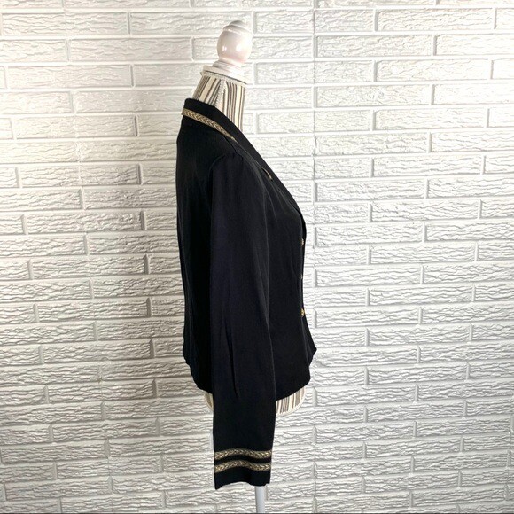 Vintage Black Jacket Blazer with Gold Trim & Buttons Size Medium