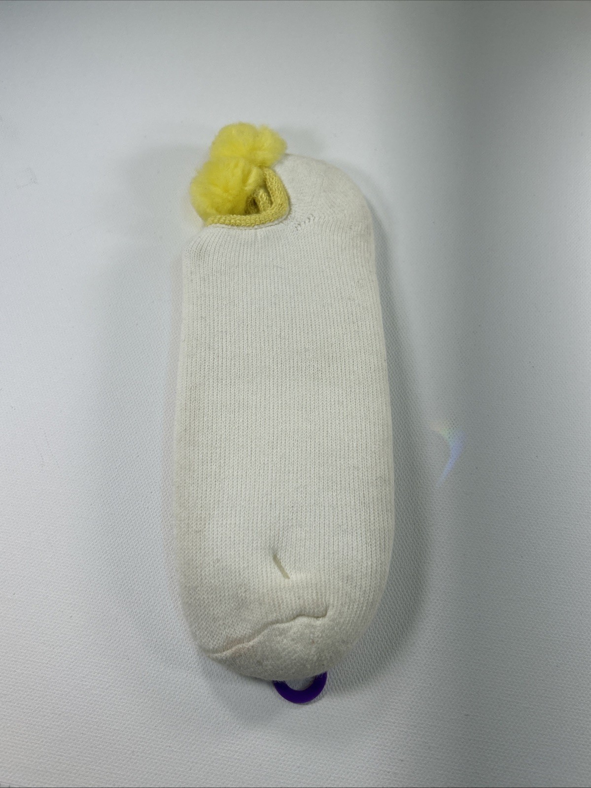 VTG Misses Socks Yellow Pom Pom Sport Ankle Acrylic Blend Size 9-11 USA Made.