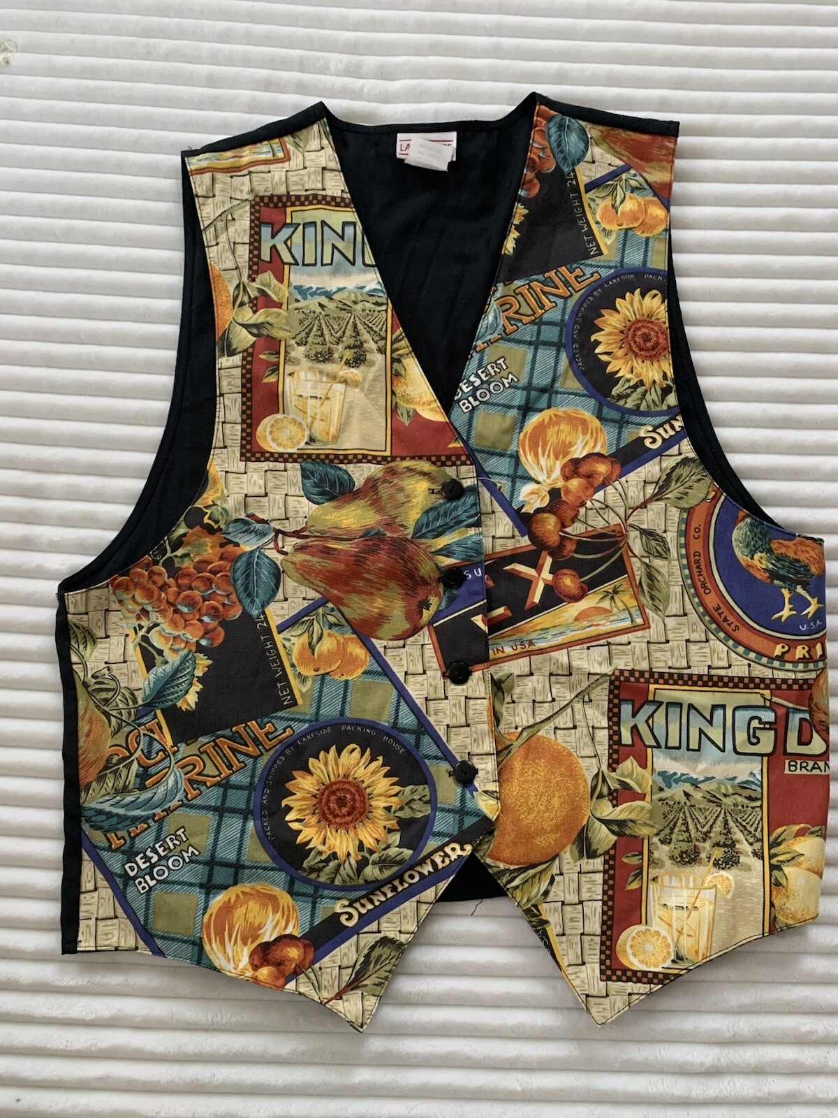 NWT Vintage 90’s Lauren Lee Sunflowers Country Farmers Market Vest Size M USA