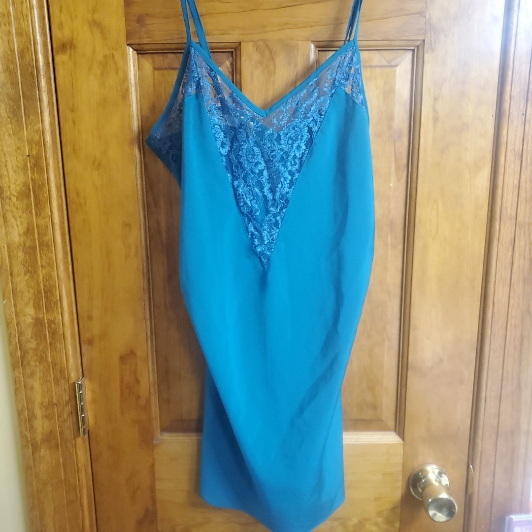 Vtg Victoria’s Secret Gold Label Satin Cami Womens Sz M Teal Lingerie