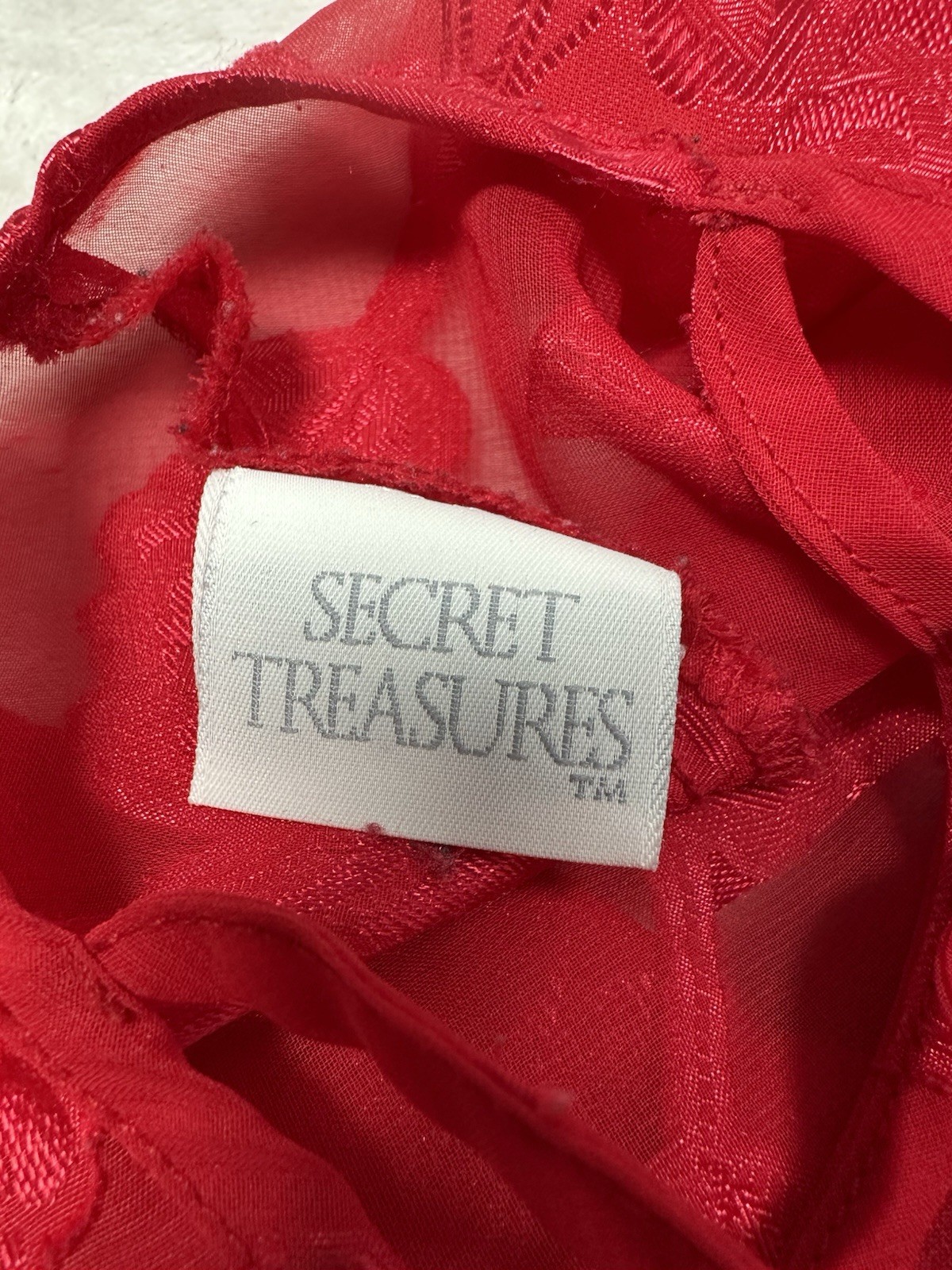 Vintage Secret Treasures Red Floral Sheer Babydoll Slip Dress Size Small Y2K