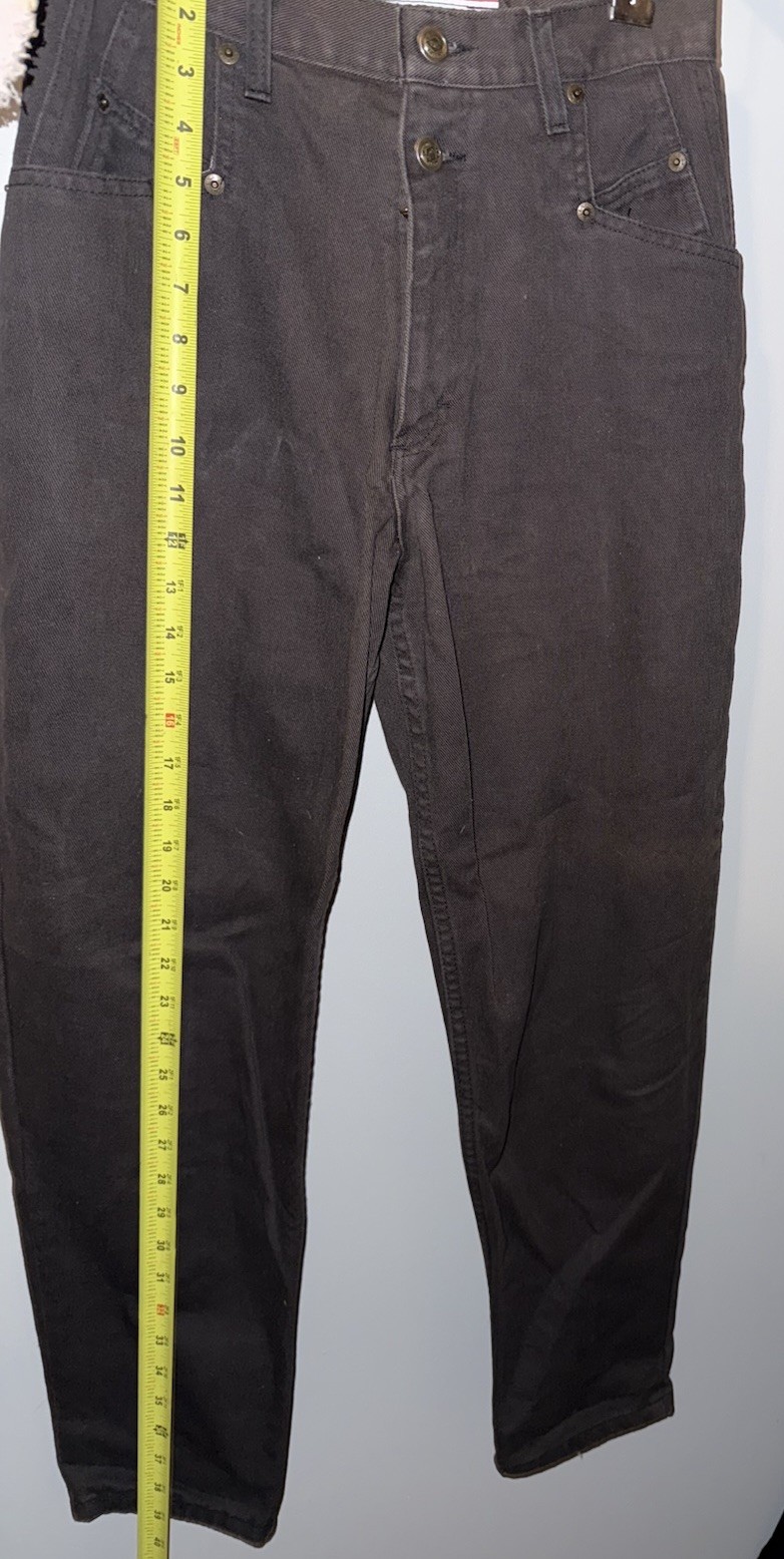80s Vintage Zena Black Tapered Jeans 8 Pet High Waist Utility Pockets Streetwear