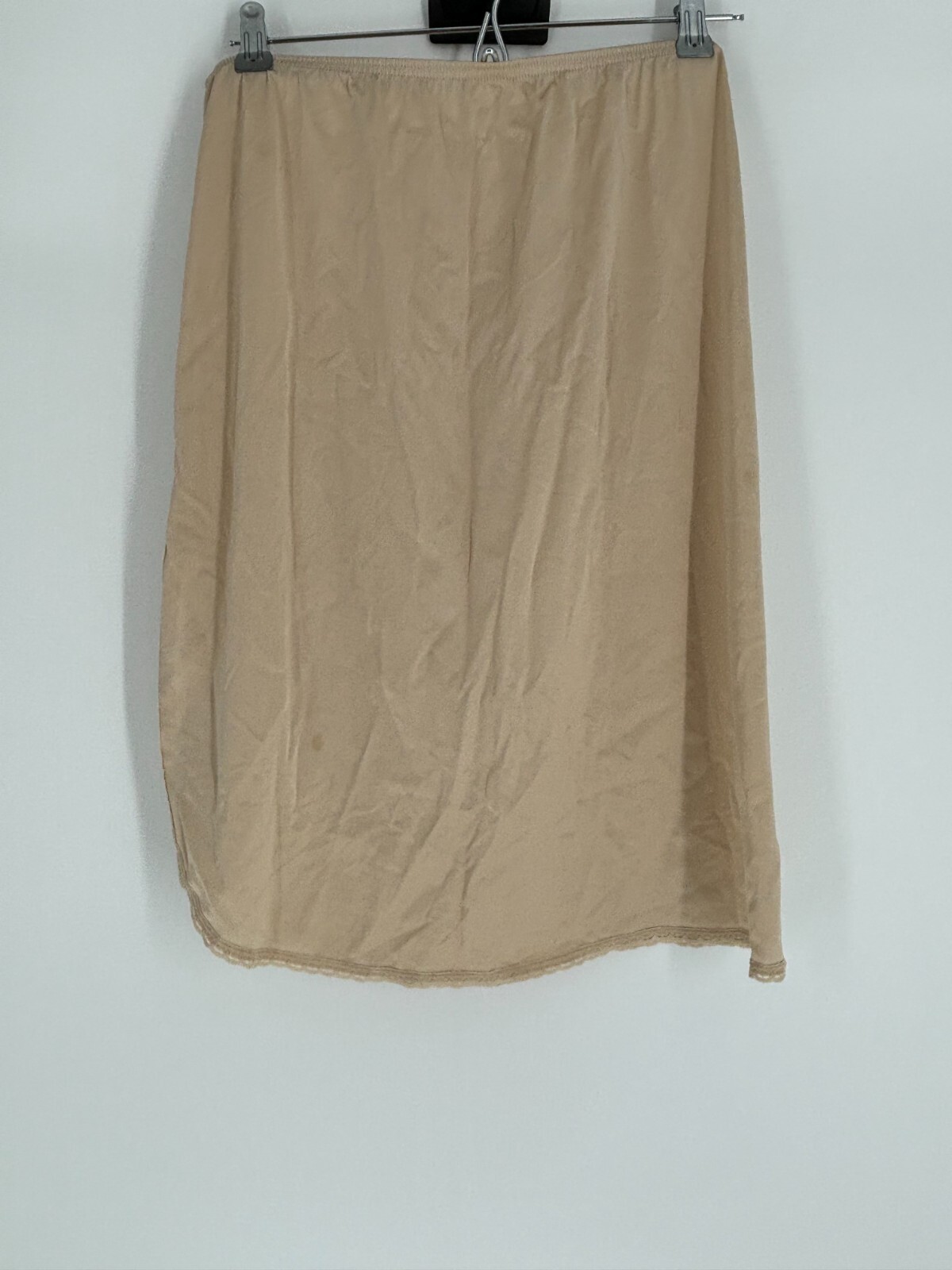 Vintage Beige Cream Pull-On Midi Slip Lingerie Shapewear Skirt Women’s
