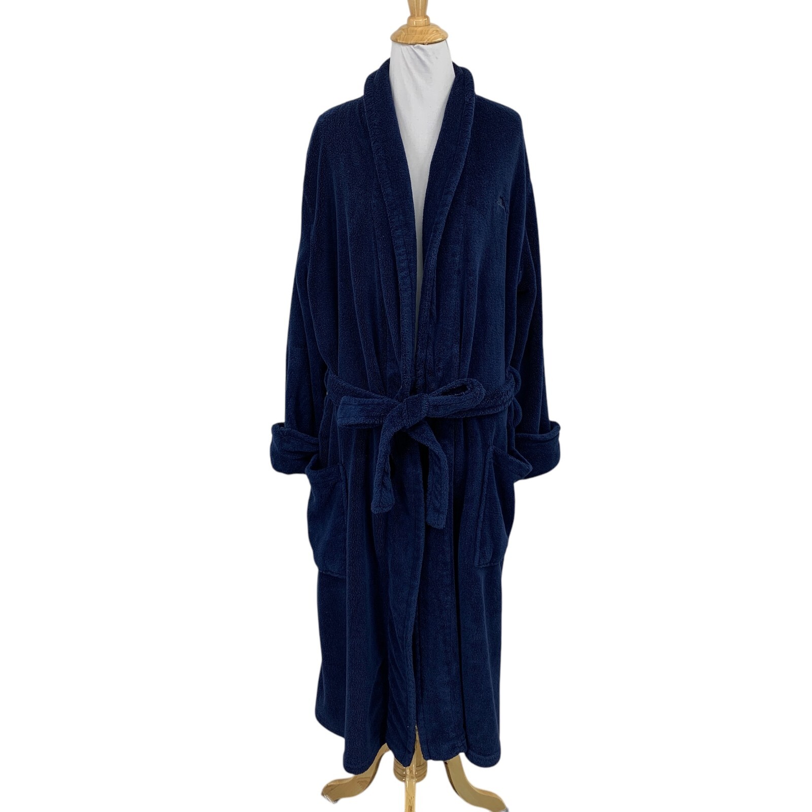 Tommy Bahama Robe Adult S/M Small Medium Navy Fleece Soft Belted Long Bathrobe