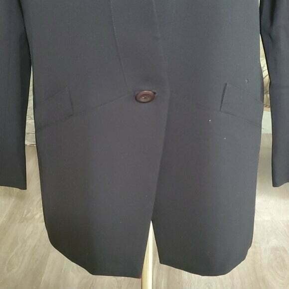 Kasper for ASL Vintage Lined Blue 100% Wool Shoulder Pads Blazer Jacket Size 12
