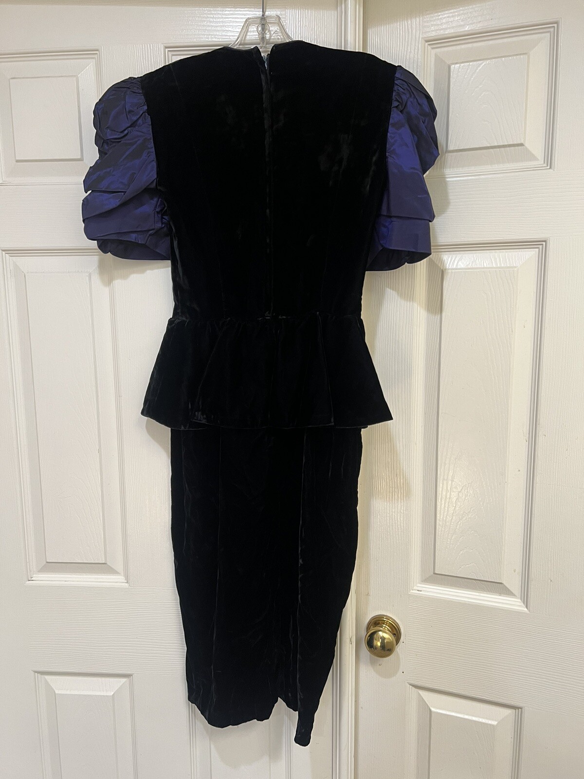 VNTG 80s Violet Velvet Peplum Avant Garde Style Party Dress prom formal Gatsby 8