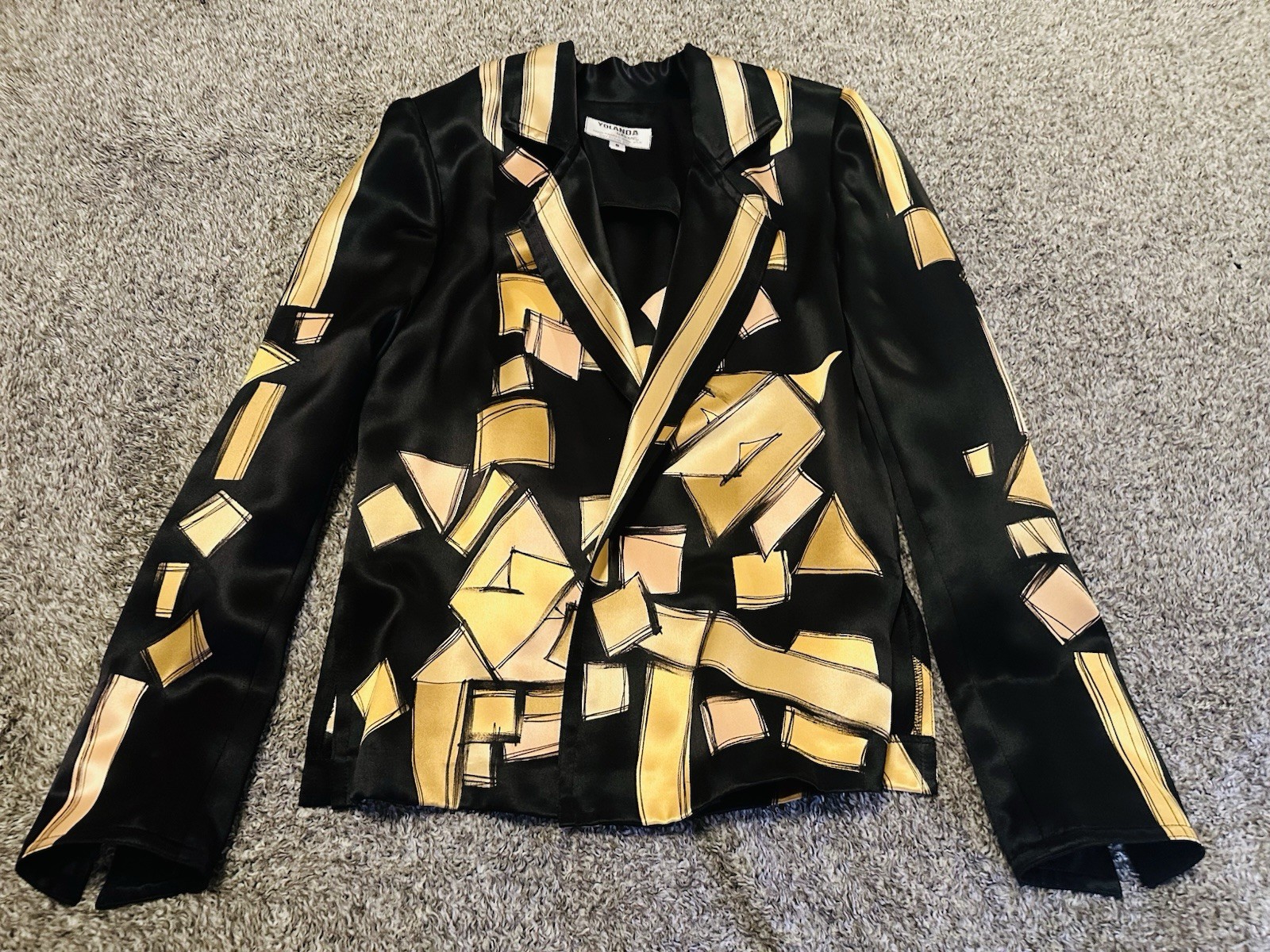 Vintage Yolanda Lorente Hand Painted Silk Blazer Art To Wear Sz S